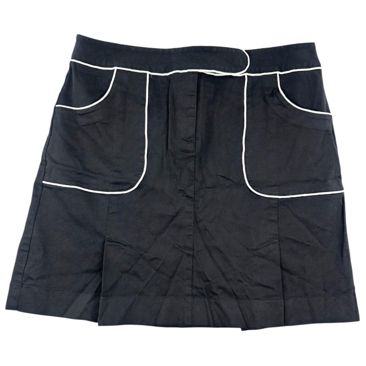 Ann Taylor LOFT Black Mini Skirt with White Piping Y2K Coquette Girl