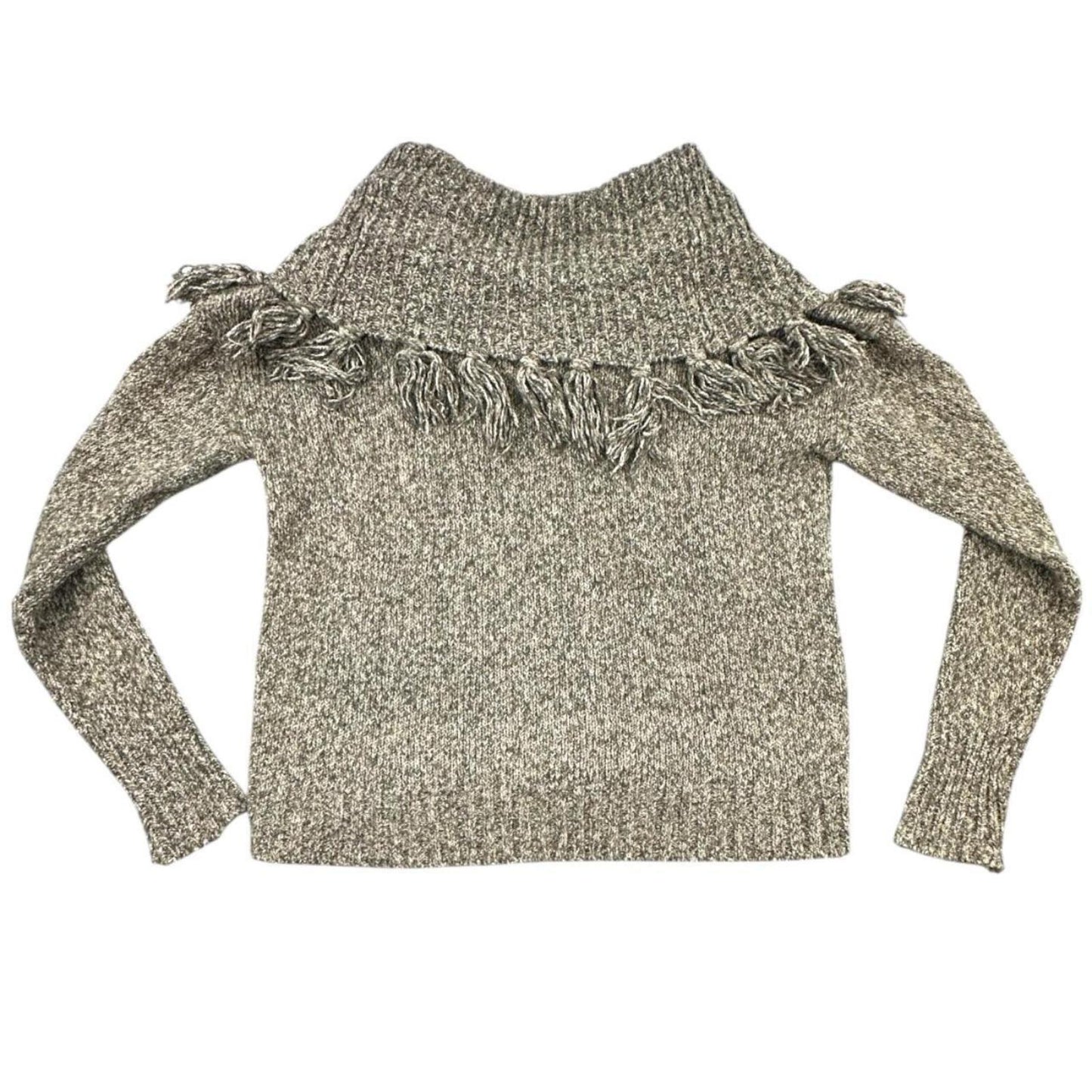 Kensie Bohemian Marled Fringe Cowl Neck Sweater Cozy