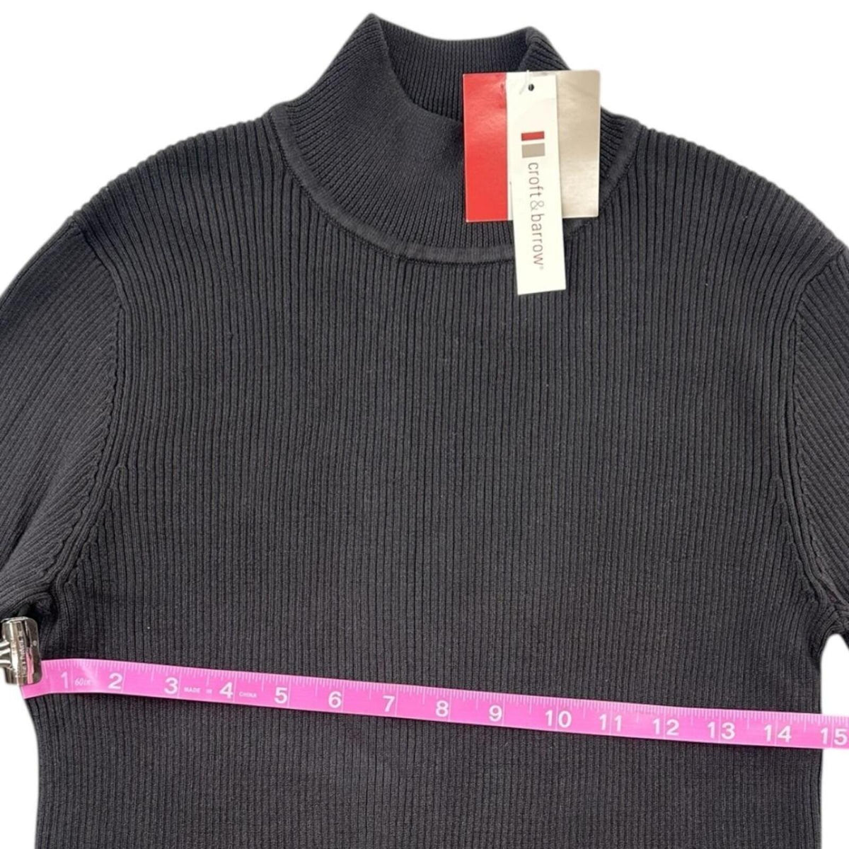 NWT Croft & Barrow Black Ribbed Turtleneck Sweater Preppy