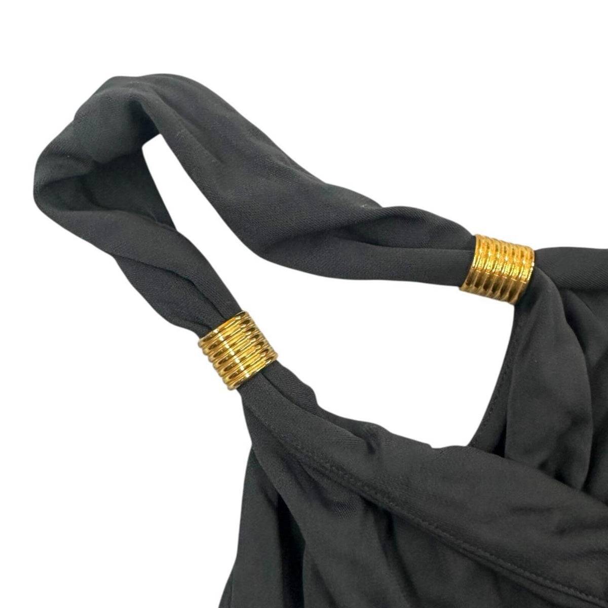 NWT Express One Shoulder Mini Dress Black with Gold Ring Detail