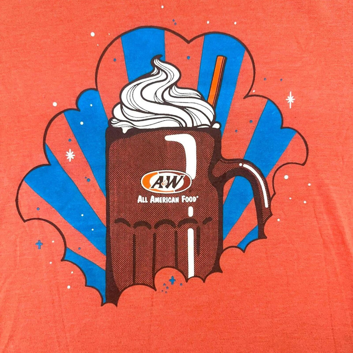 Retro Orange A&W Root Beer Float Graphic T-Shirt Casual Y2K