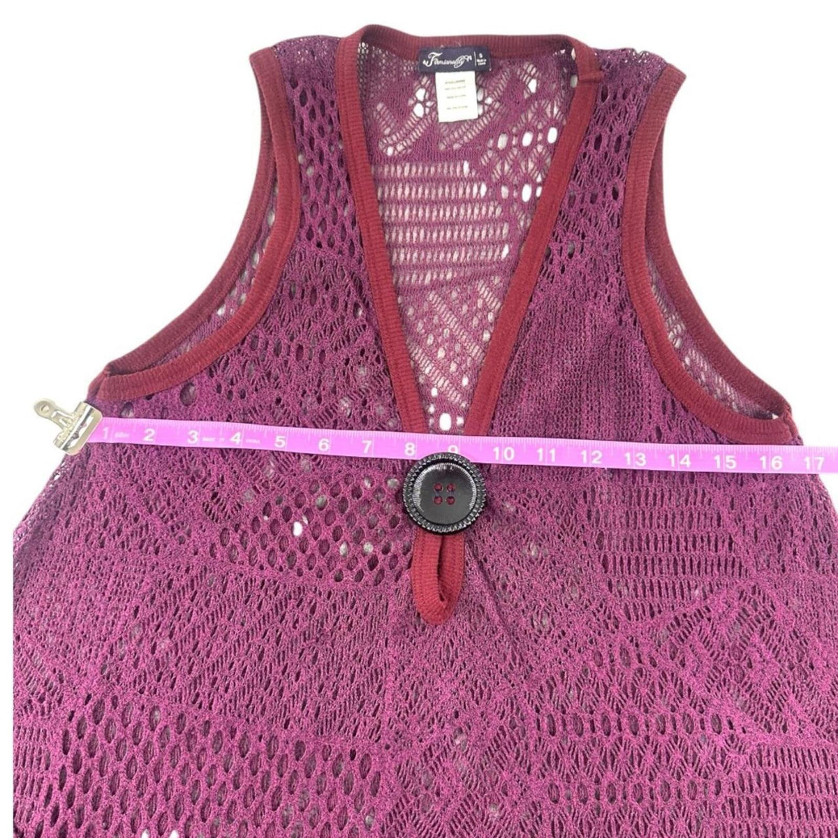 Lily By Firmiana Bohemian Crochet Vest Purple Burgundy Y2K Fairycore