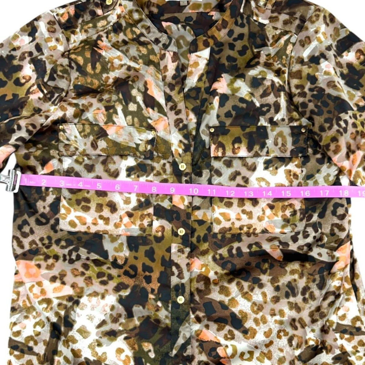 Calvin Klein Brown Cream Leopard Print Long Sleeve Button Down