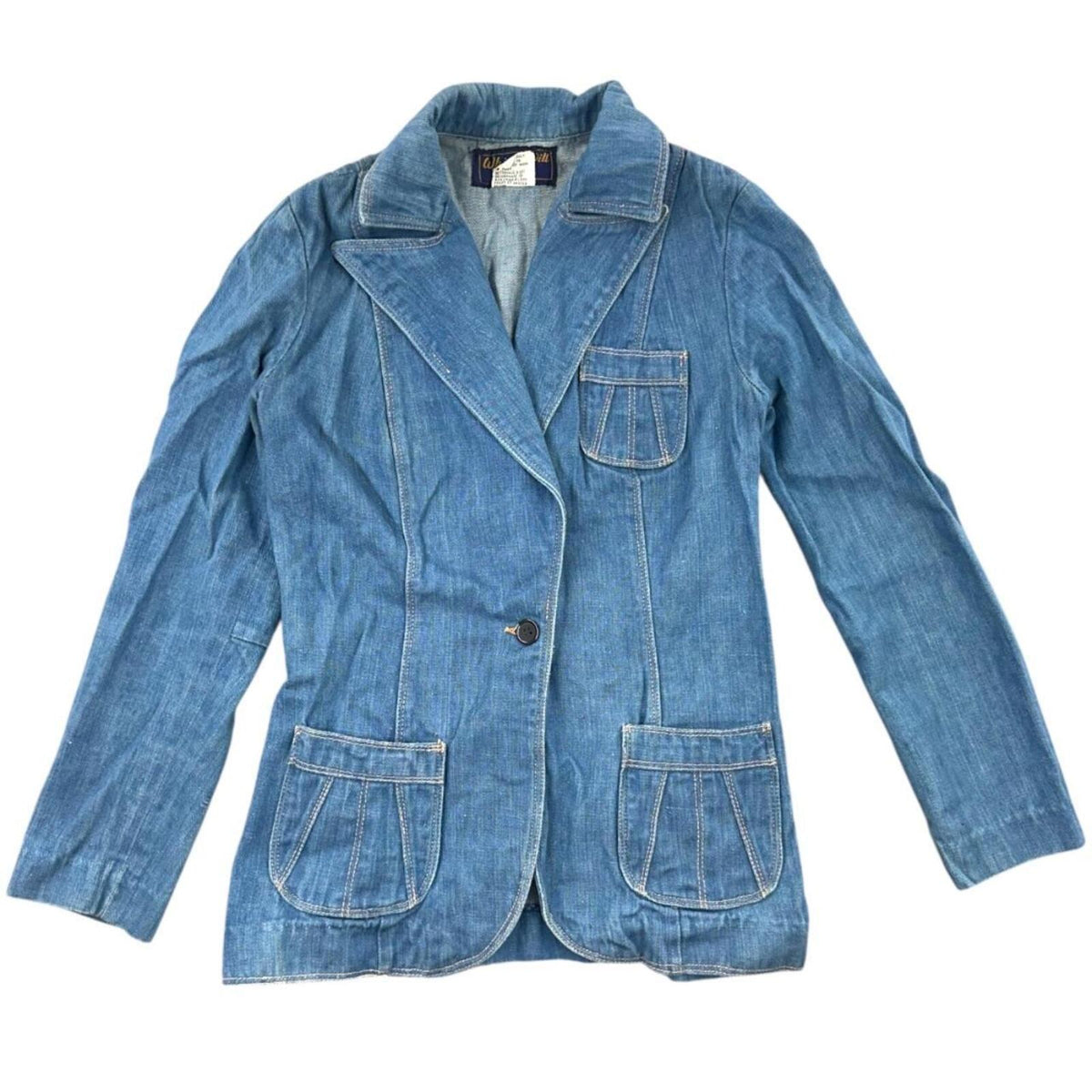 Vintage Whip-O-Will 1970s Denim Blazer Rockabilly Western Tailored Jacket