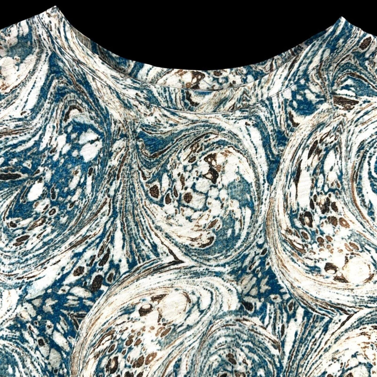 Y2K Psychedelic Liverpool Los Angeles Teal Marbled Swirl Twist Front Tee