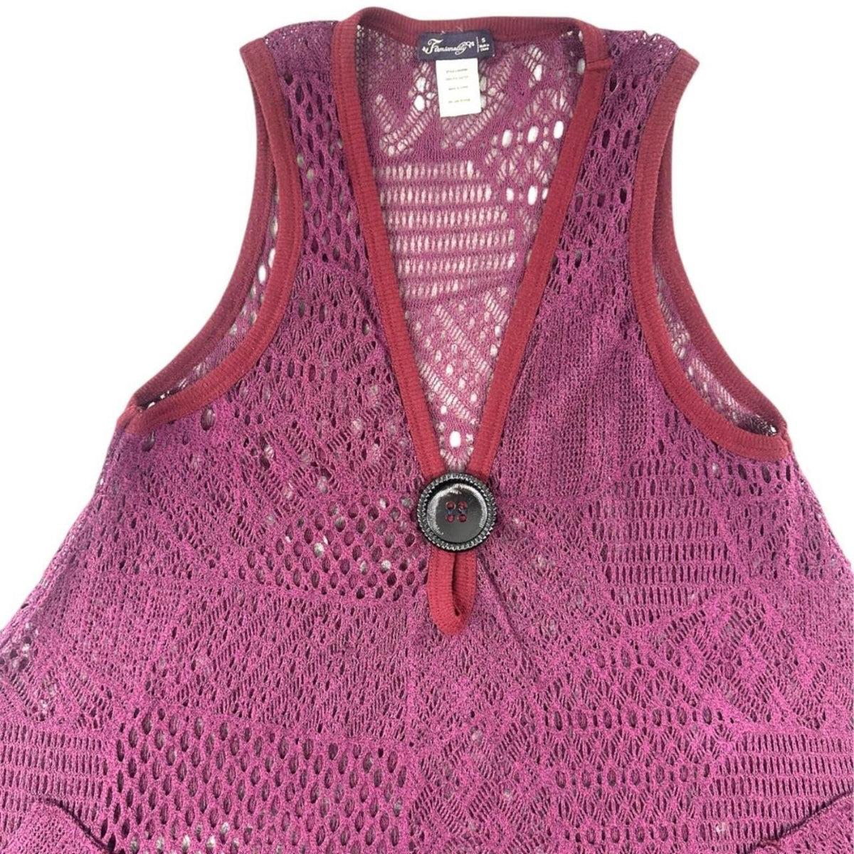 Lily By Firmiana Bohemian Crochet Vest Purple Burgundy Y2K Fairycore