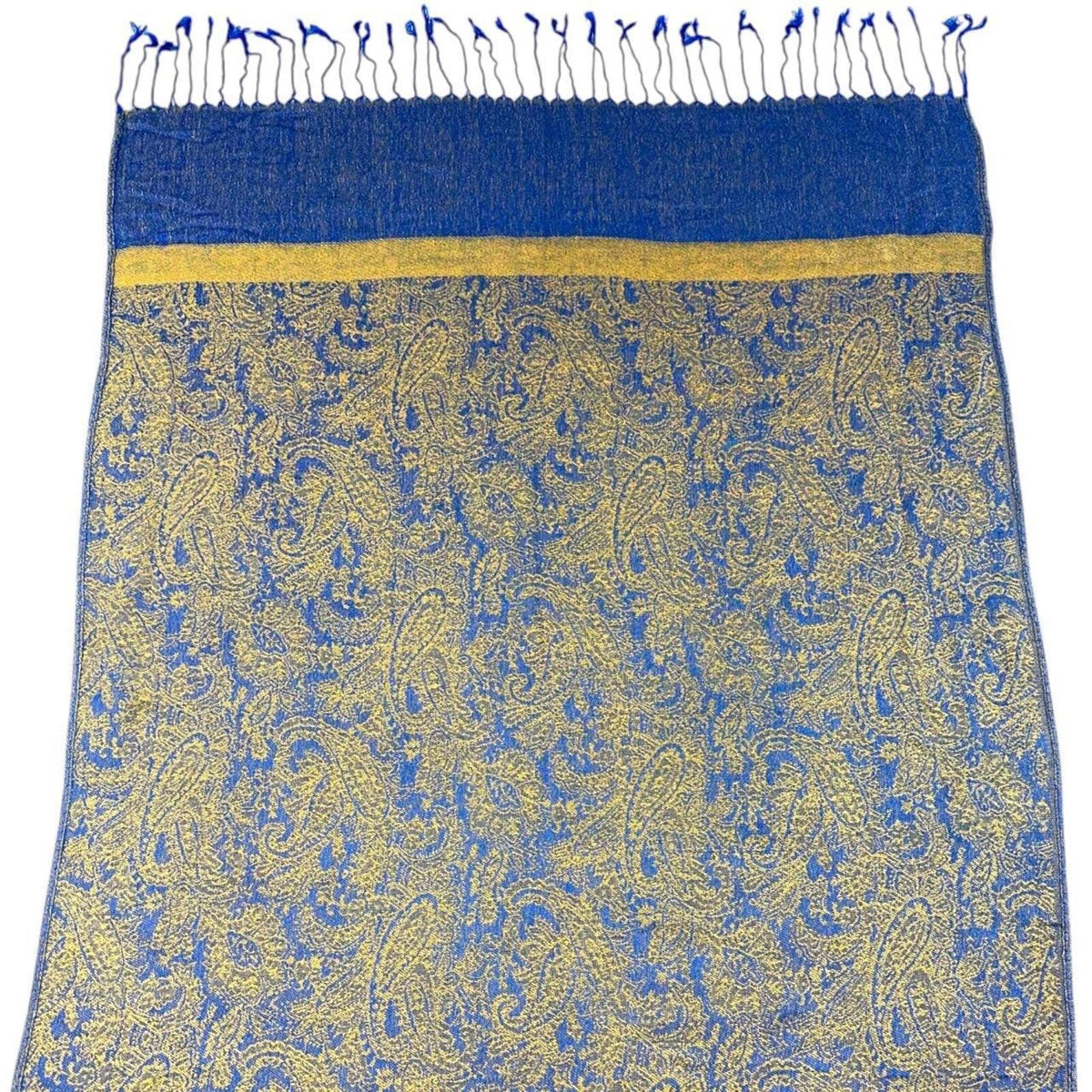 Purple & Gold Paisley Patterned Pashmina Scarf