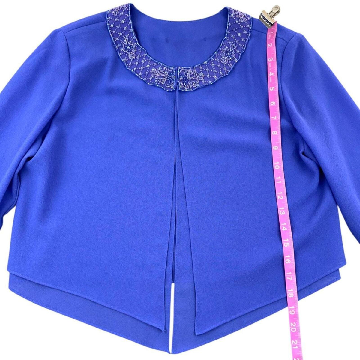 Purple Cropped Beaded Open Front Jacket Stylish Glam Bohemian