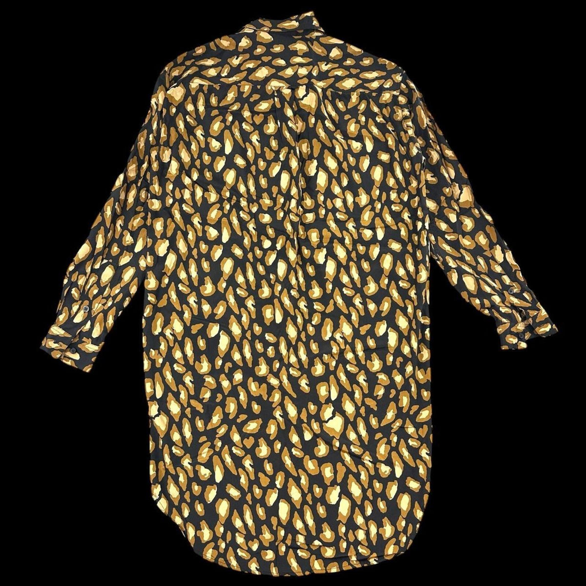 DKNY Leopard Print Shirt Dress Black Brown Y2K Mob Wife Glam