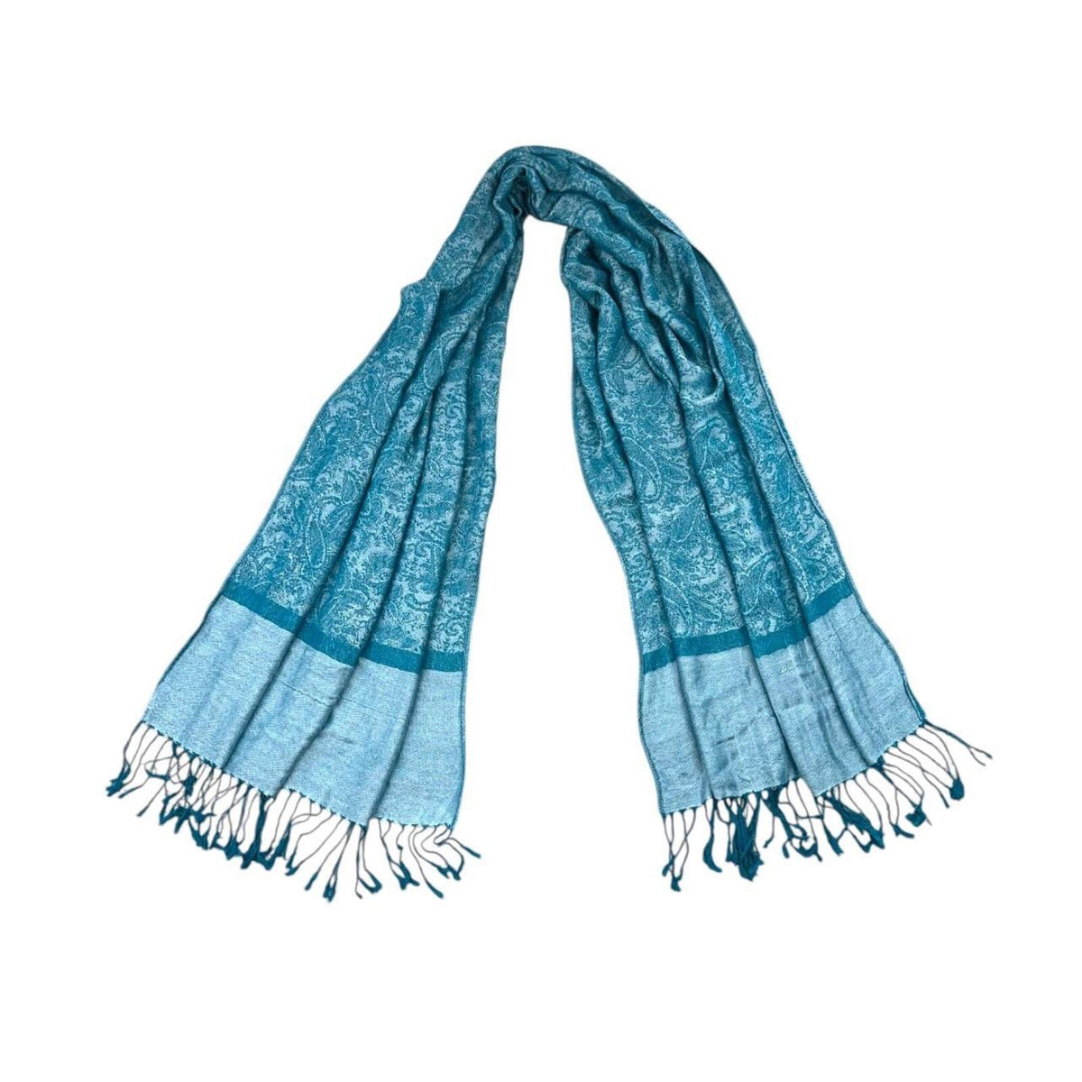 Blue Paisley Patterned Pashmina Scarf