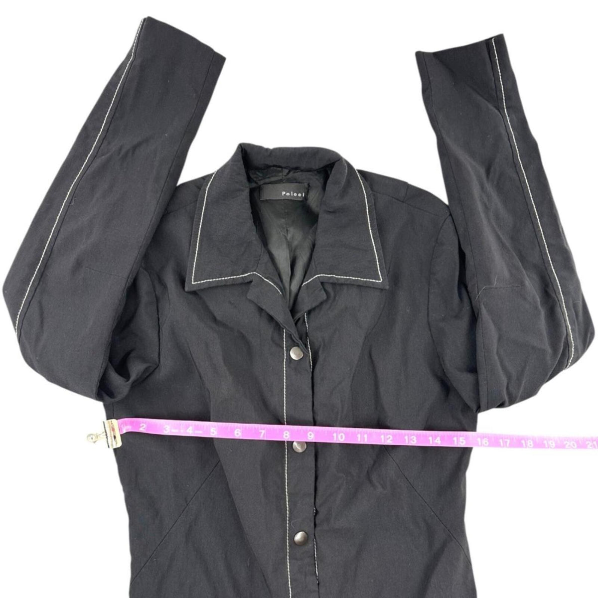 Poleci Black Longline Shirtdress with White Contrast Stitching Whimsigoth Preppy