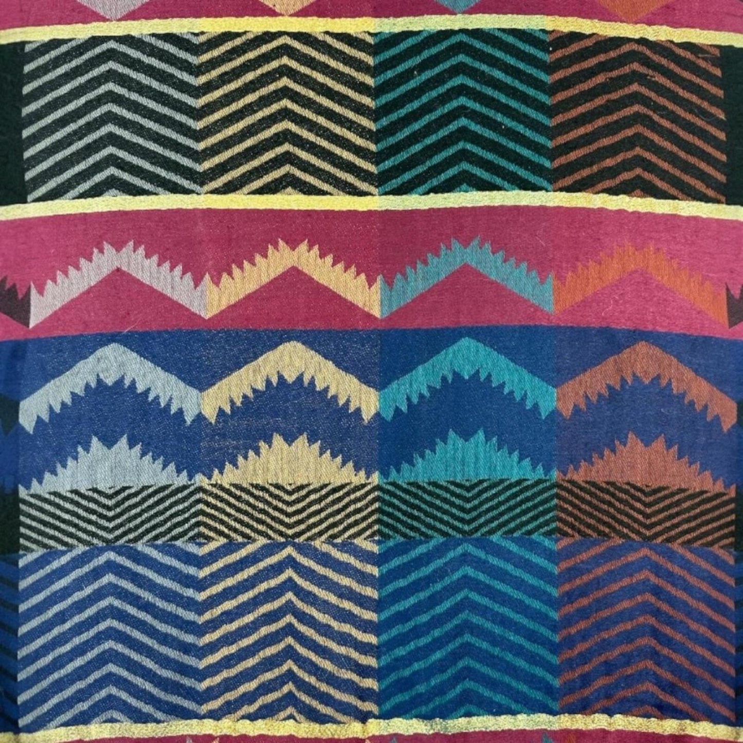 Colorful Geometric Patterned Scarf with Fringe
