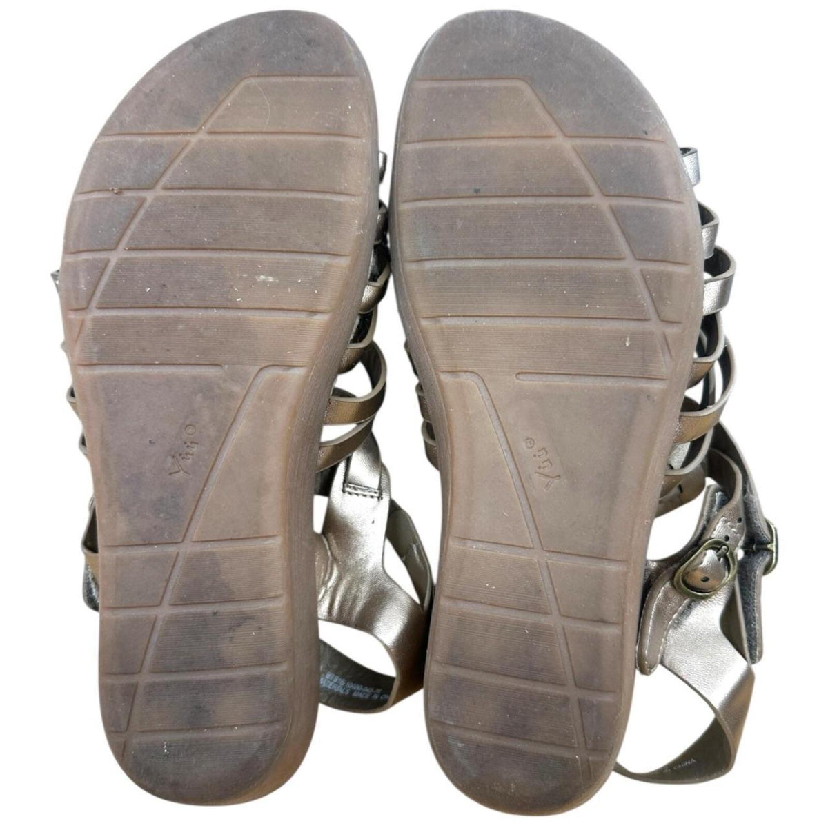 Yuu Strappy Gladiator Wedge Sandals Silver Gray Bohemian Fairy