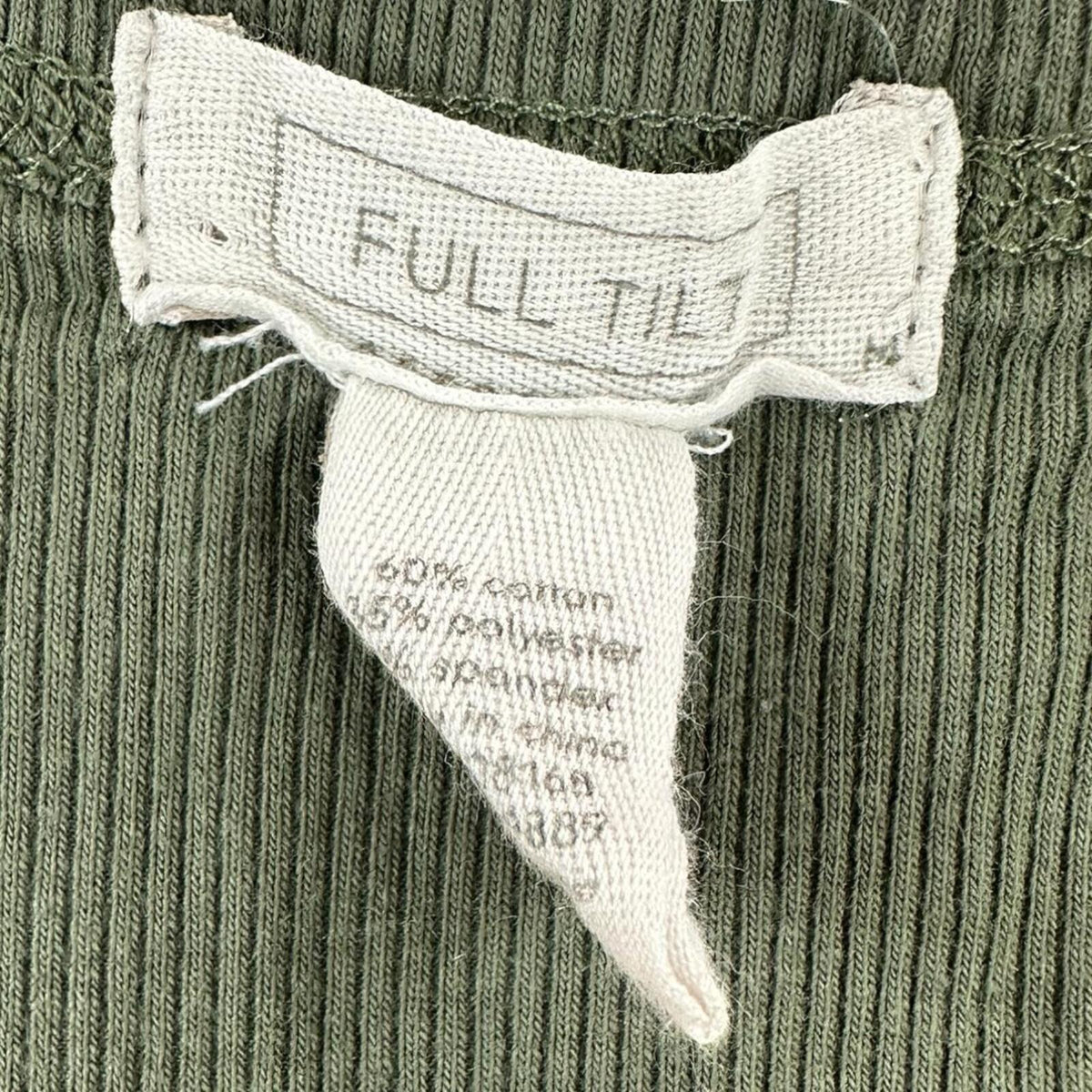 FULL TILT Classic Olive Green Ribbed Scoop Neck Tank Top Minimalist Basic