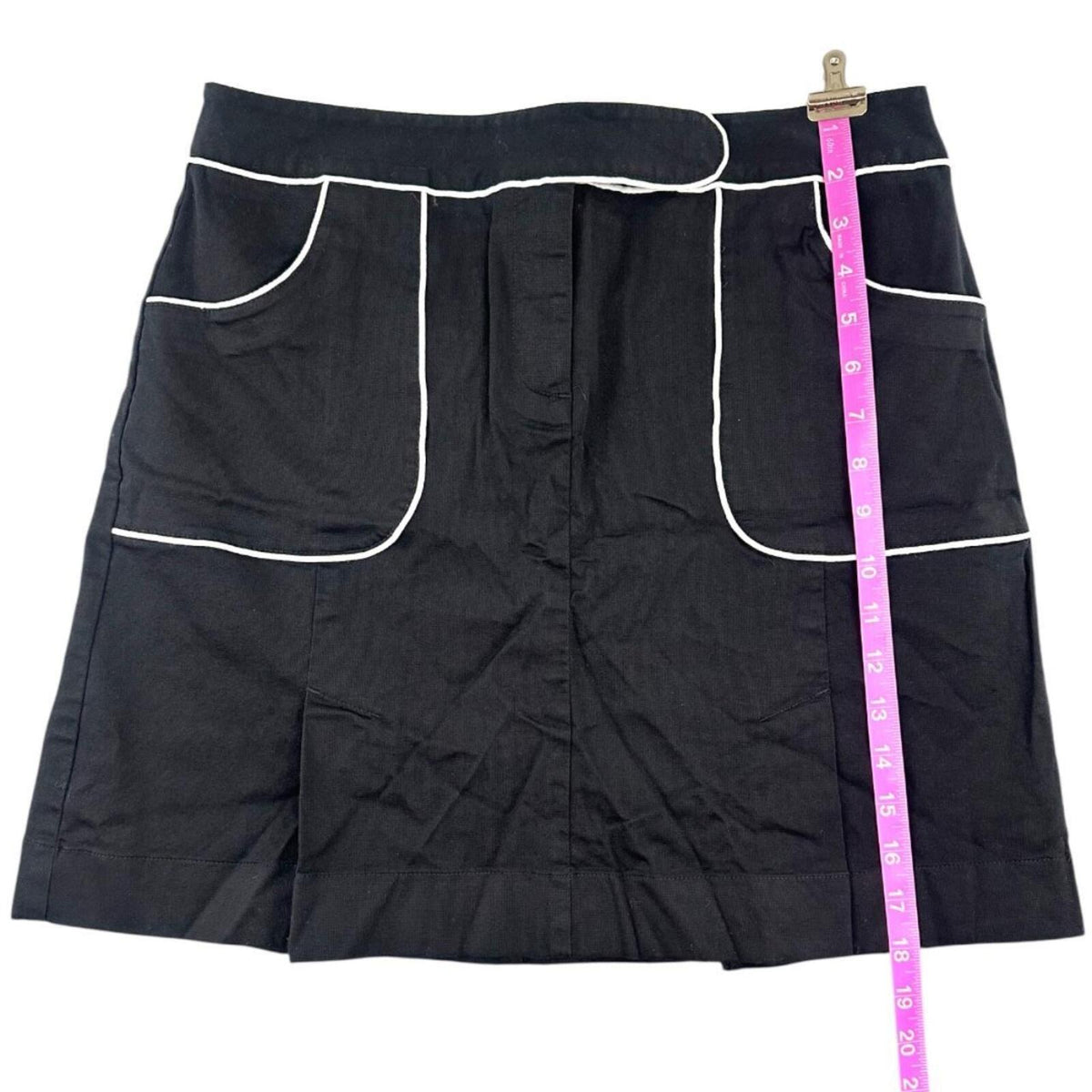 Ann Taylor LOFT Black Mini Skirt with White Piping Y2K Coquette Girl