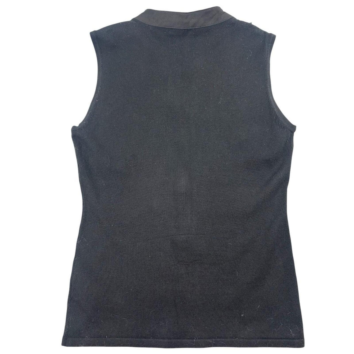 Cache Vintage Black Pleated Ruffle Sleeveless Blouse Y2K Minimalist