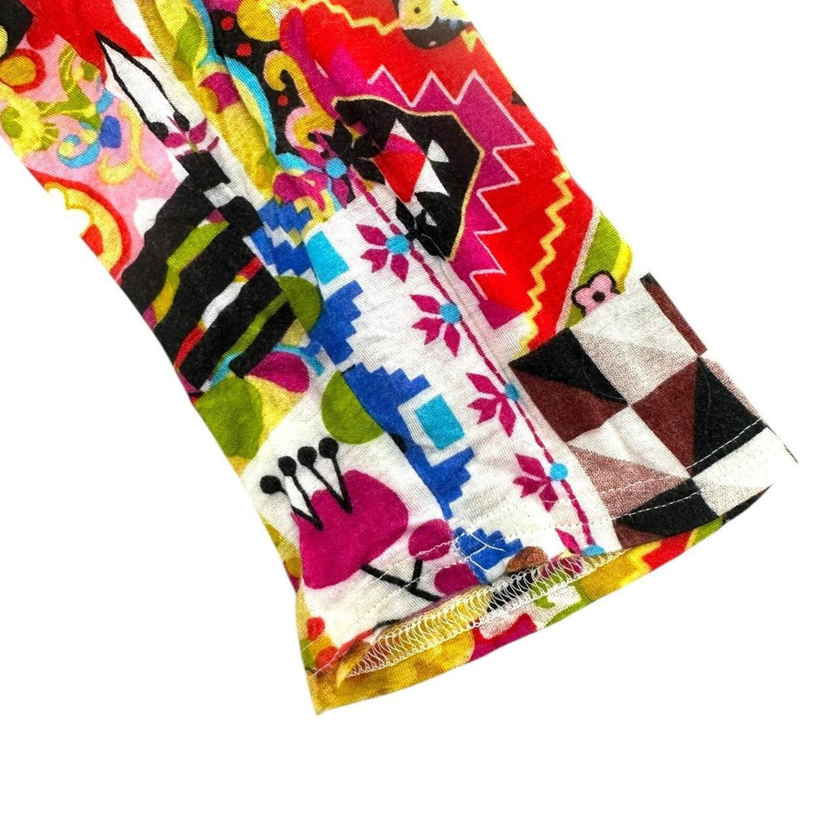 V Cristina Long Sleeve Blouse Multi Color Patchwork Floral Geometric Print