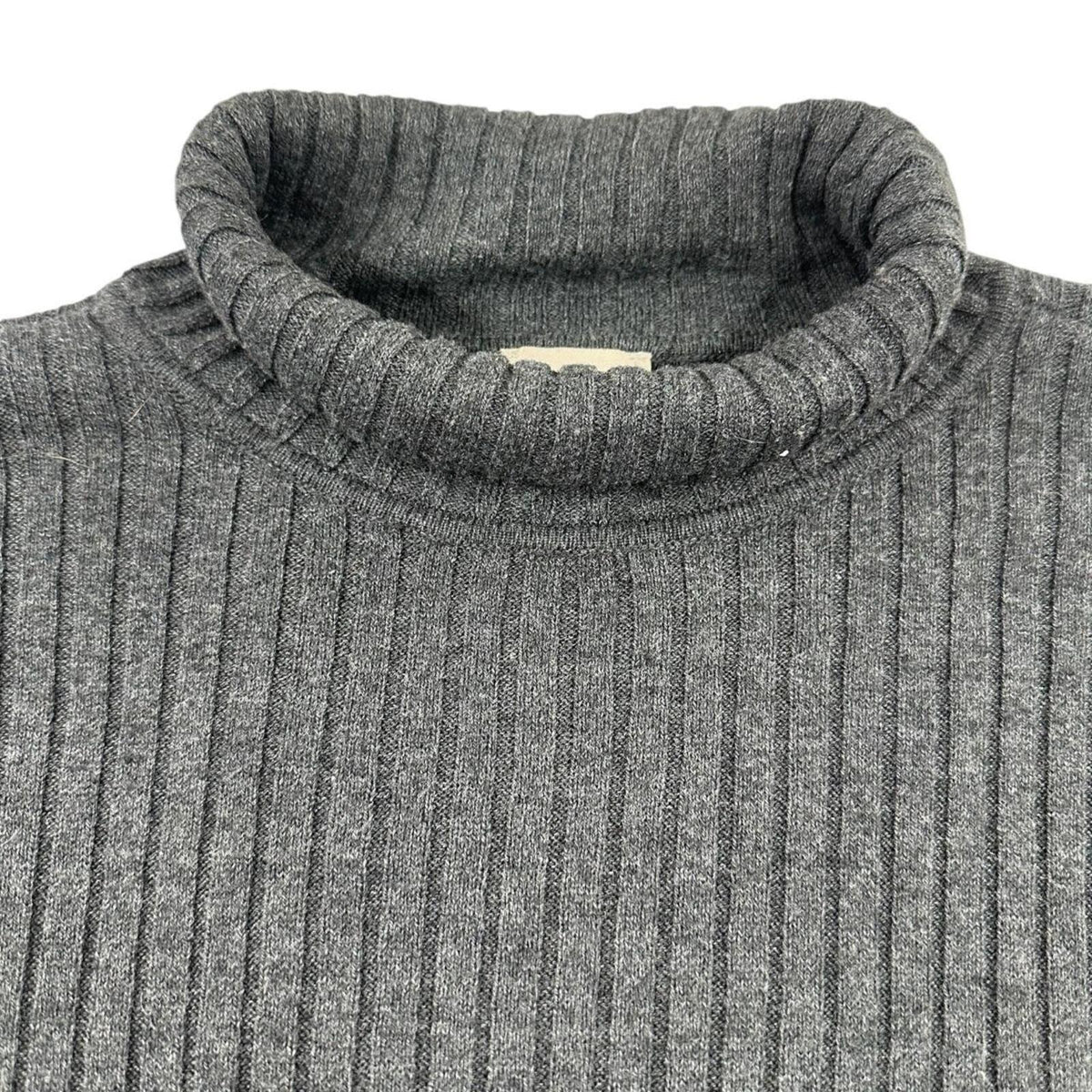 Chico's Ribbed Gray Turtleneck Sweater Soft Vertical Knit Minimalist