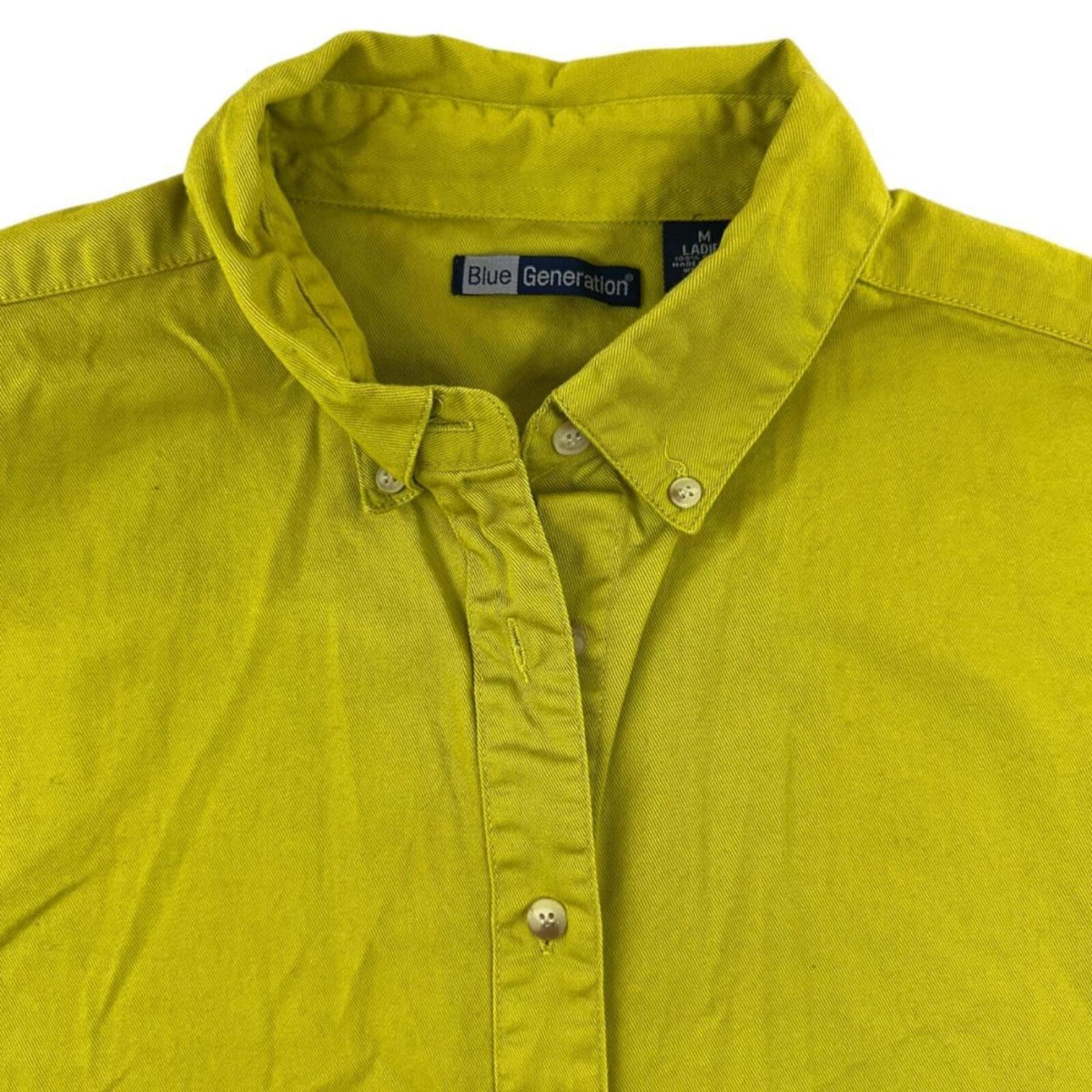 Blue Generation Long Sleeve Button Down Shirt Green Yellow