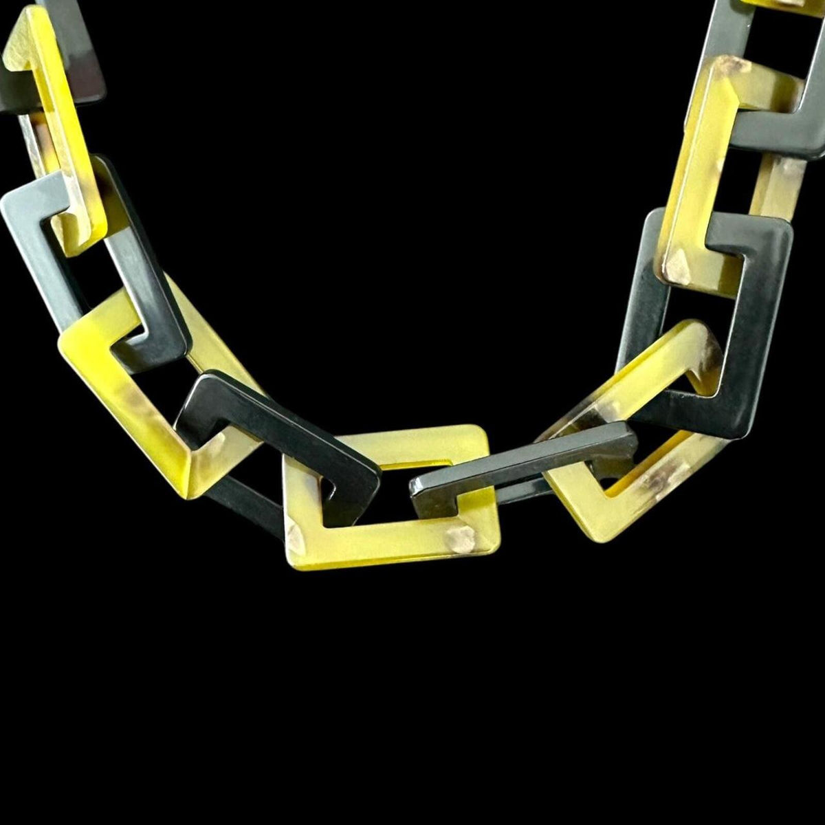 Bold Geometric Resin Chain Necklace with Gold Tone Chain