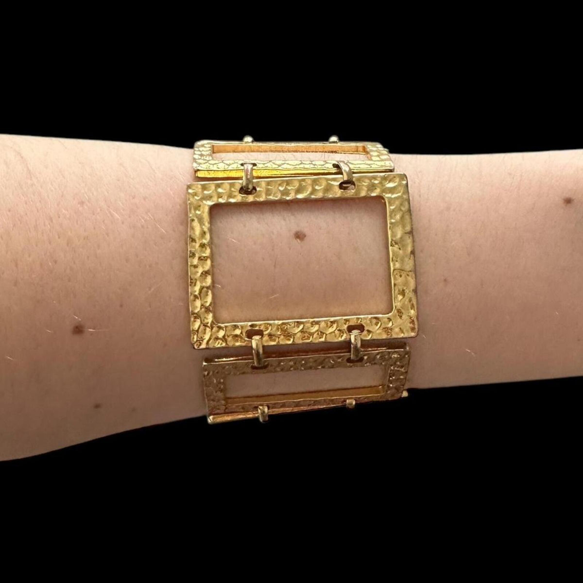 Bold Gold Tone Geometric Statement Bracelet
