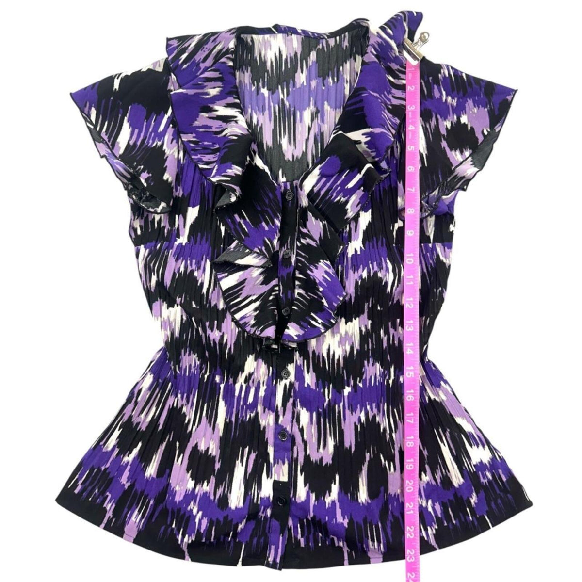 Y2K Abstract Print Ruffled Short Sleeve Blouse