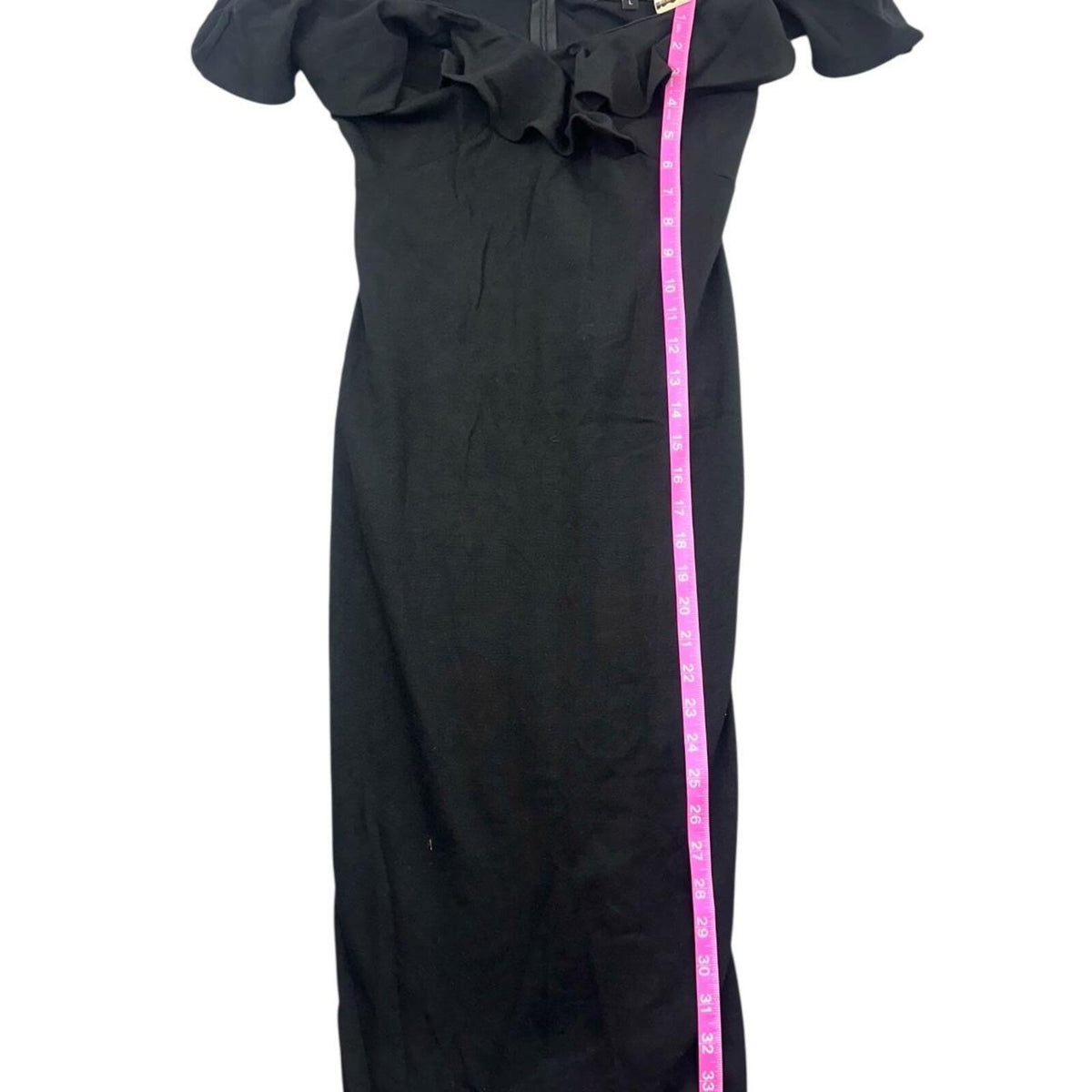 Lulus Persuasion Black Bodycon Midi Dress Ruffled Straps Elegant Stretchy