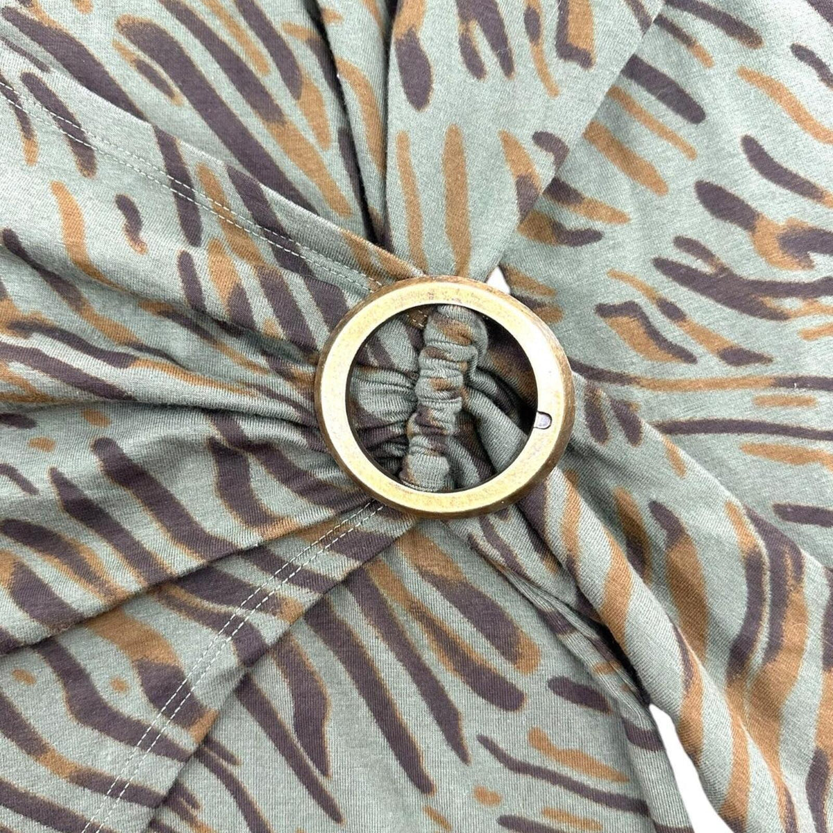 DG2 by Diane Gilman Y2K Animal Print Wrap Top with Side Ring Detail