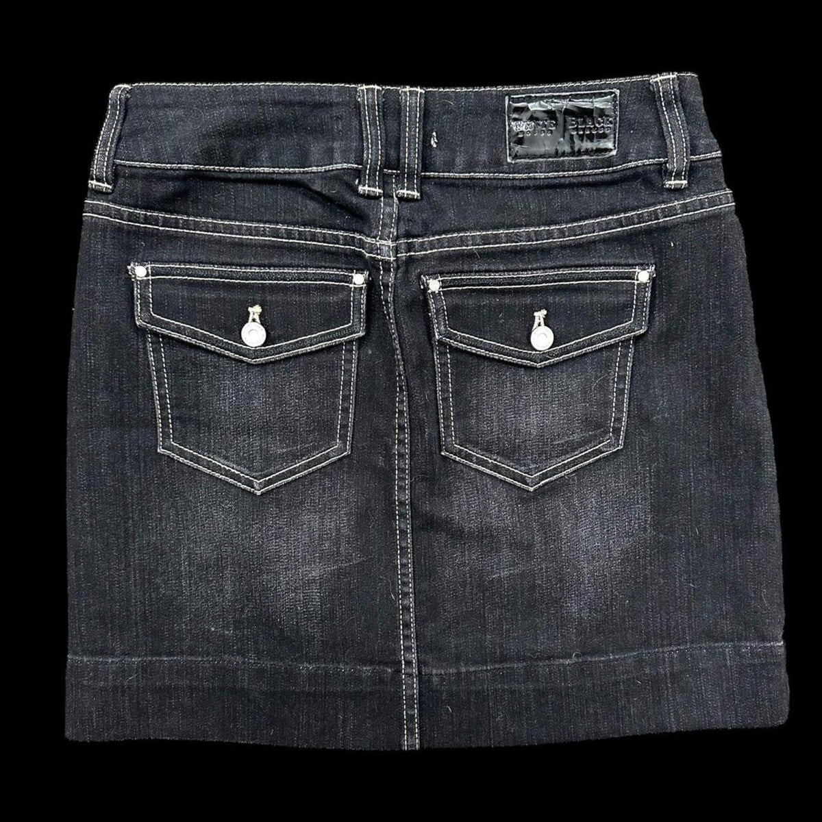 White House Black Market Dark Wash Denim Mini Skirt Low Rise Zipper Closure