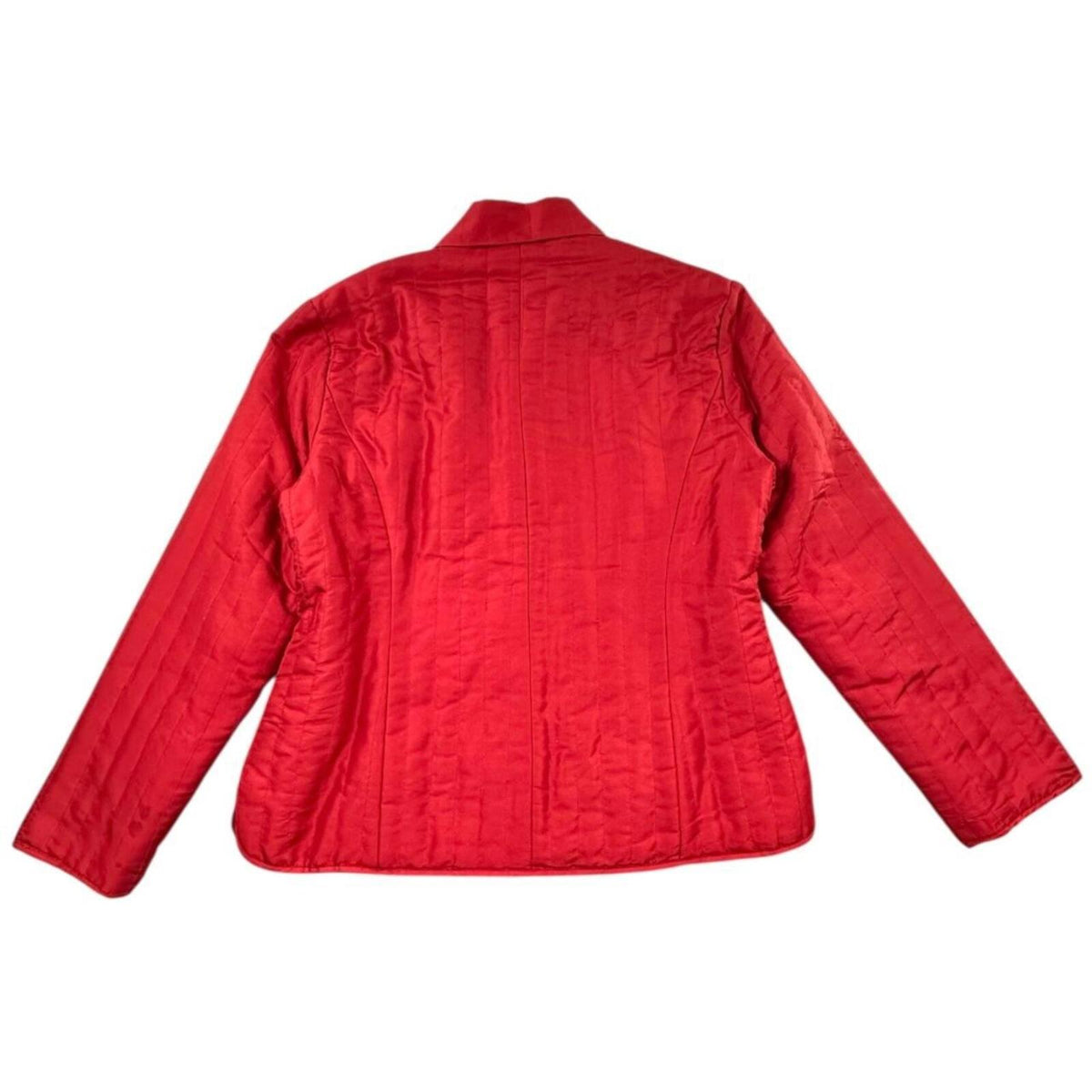 Carole Little Vintage Red Quilted Silk Jacket with Black Floral Embroidery