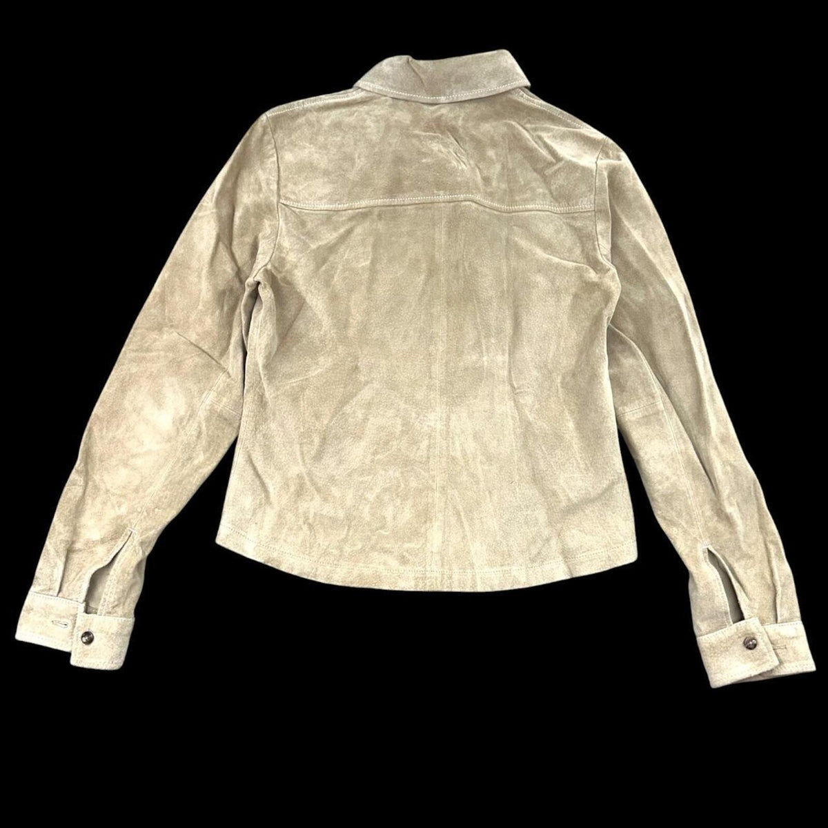 LOFT Vintage Tan Suede Button Down Jacket Minimalist Western Y2K Cowgirl