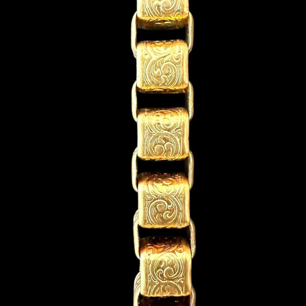 Vintage Gold Tone Engraved Box Chain Bracelet/Anklet