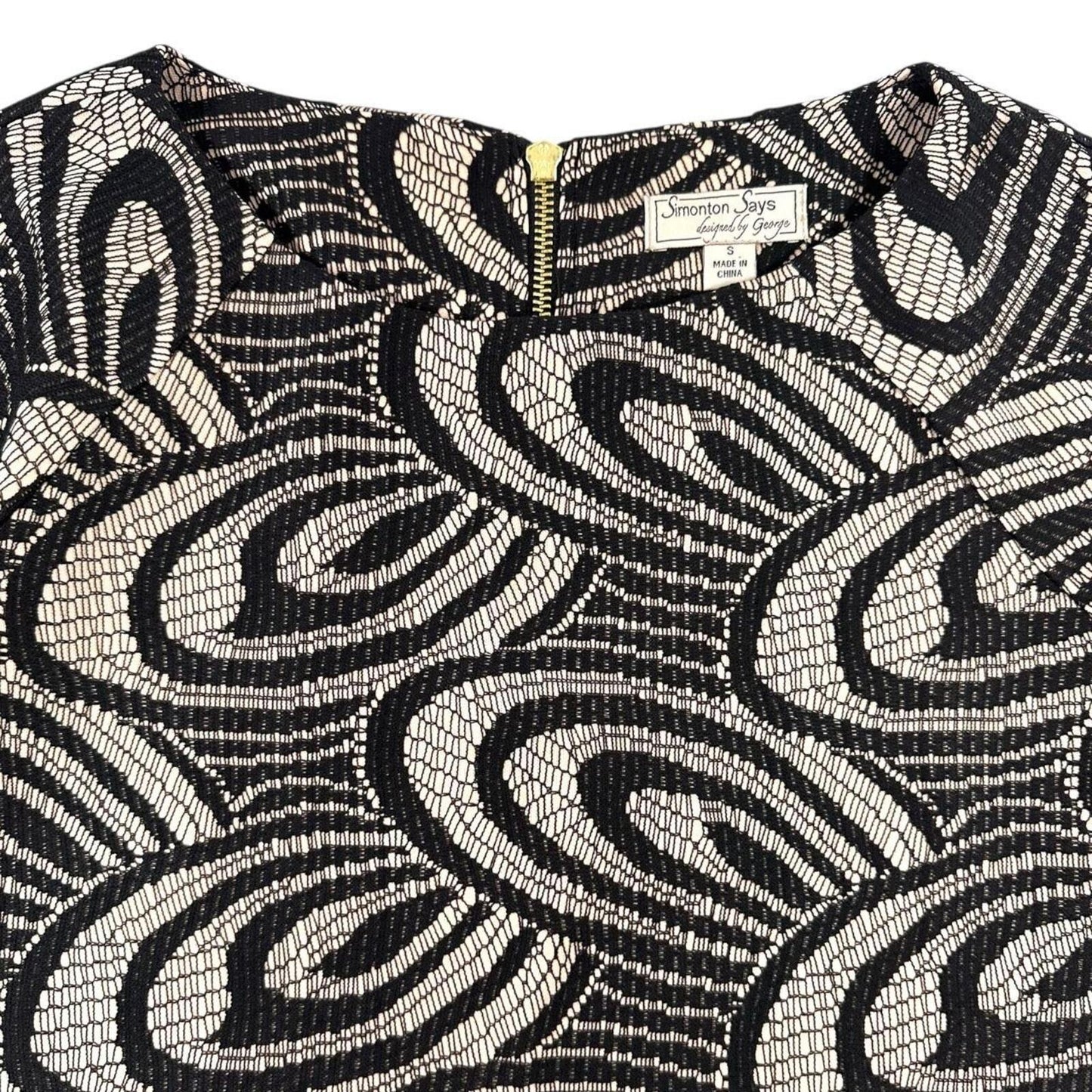 Vintage Simonton Says Retro Swirl Abstract Geometric Blouse