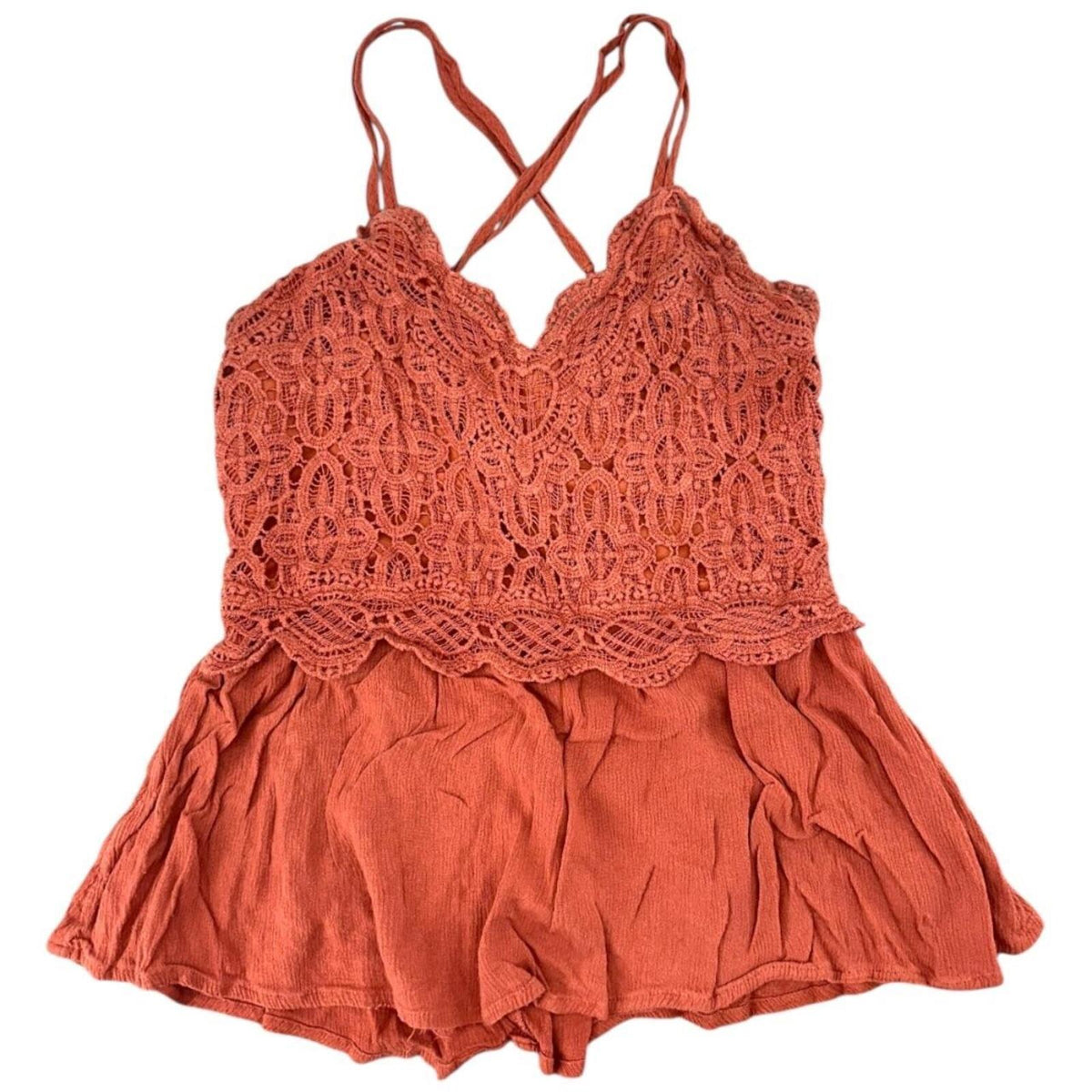 Maurices Crochet Peplum Cami Tank Top Orange Bohemian Cottage