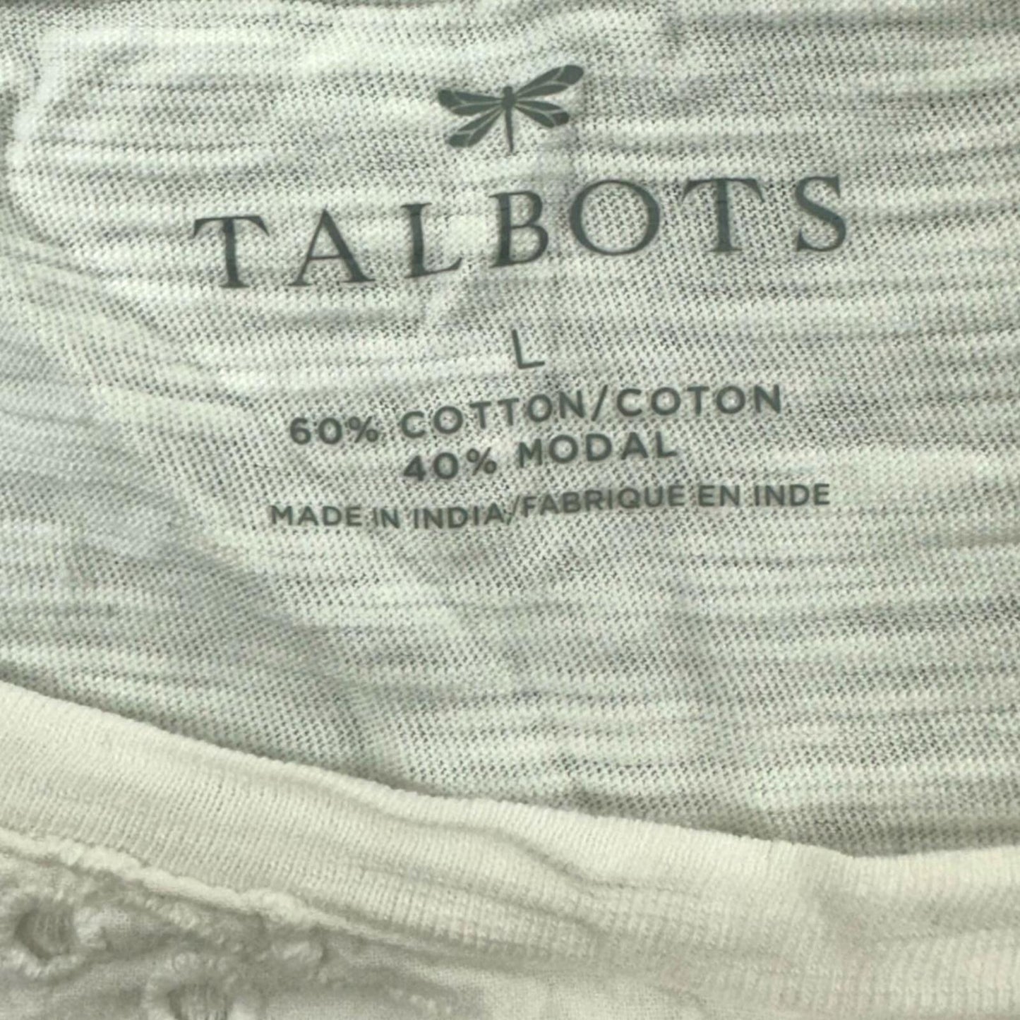 Talbots White Tank Top Large Bohemian Cottage Style Sleeveless