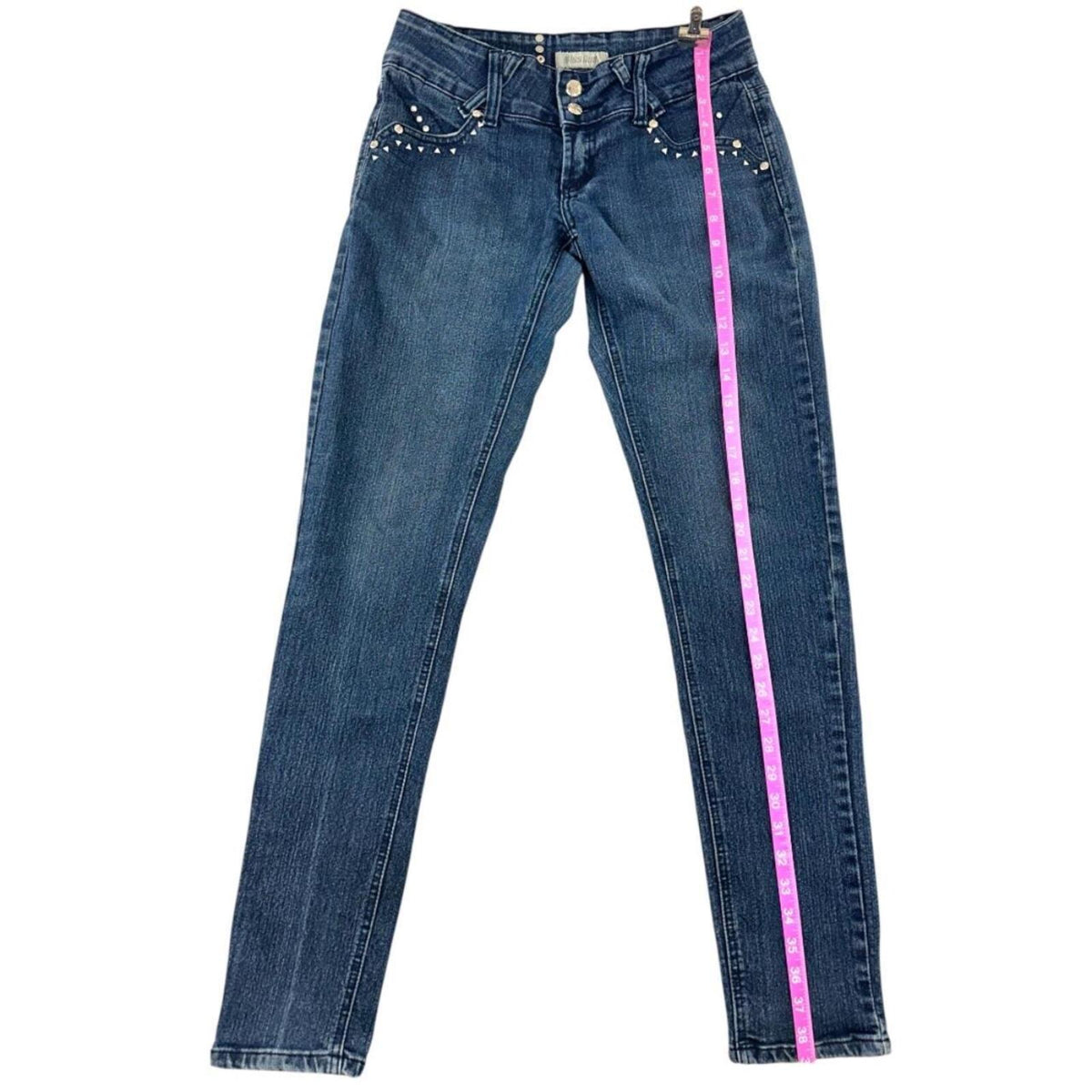 Miss Rudy Dark Wash Embellished Skinny Jeans Y2K Bohemian Indie