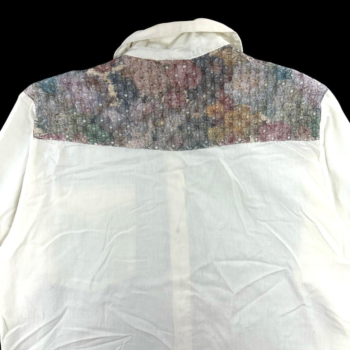 Vintage Tap & Co. Western Button Down Shirt Cream Cotton with Aztec Patchwork