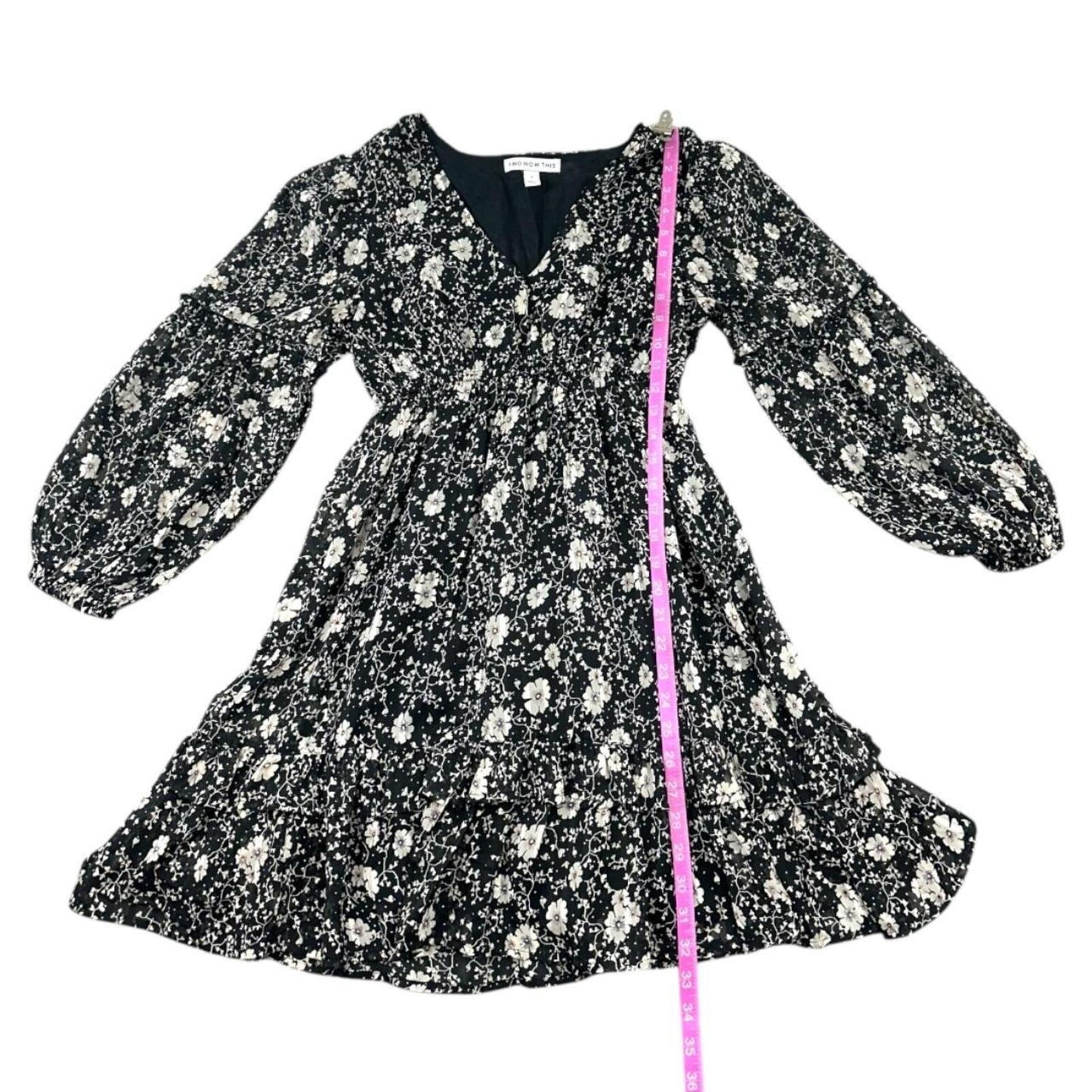 And Now This Black White Floral Fit Flare Ruffle Dress Bohemian Cottage