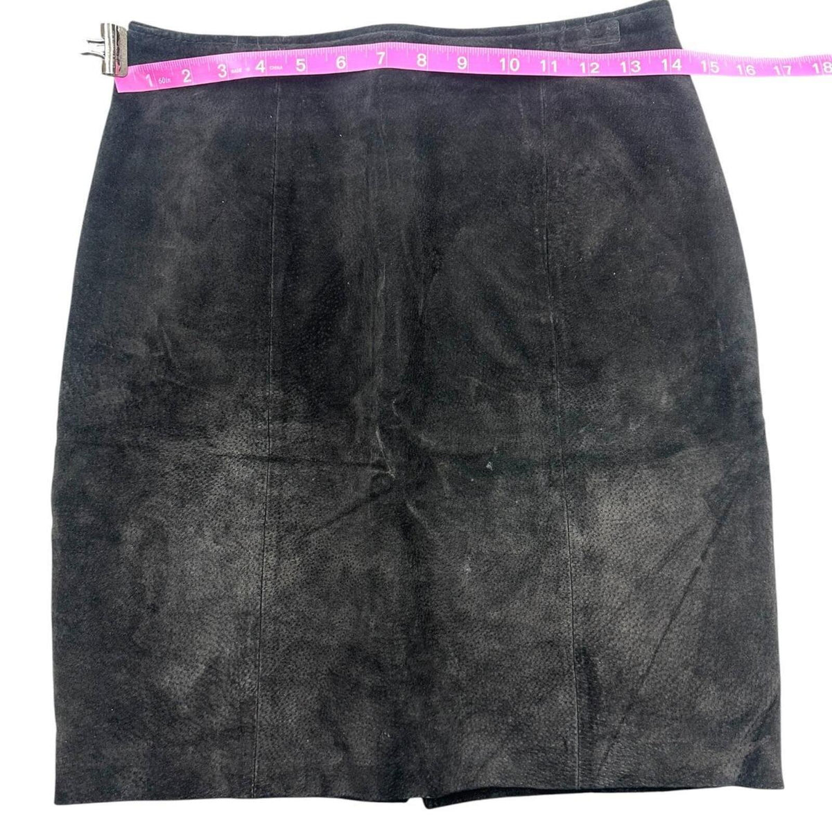 Vintage Chia Suede Leather Pencil Skirt 1980s 1990s Black