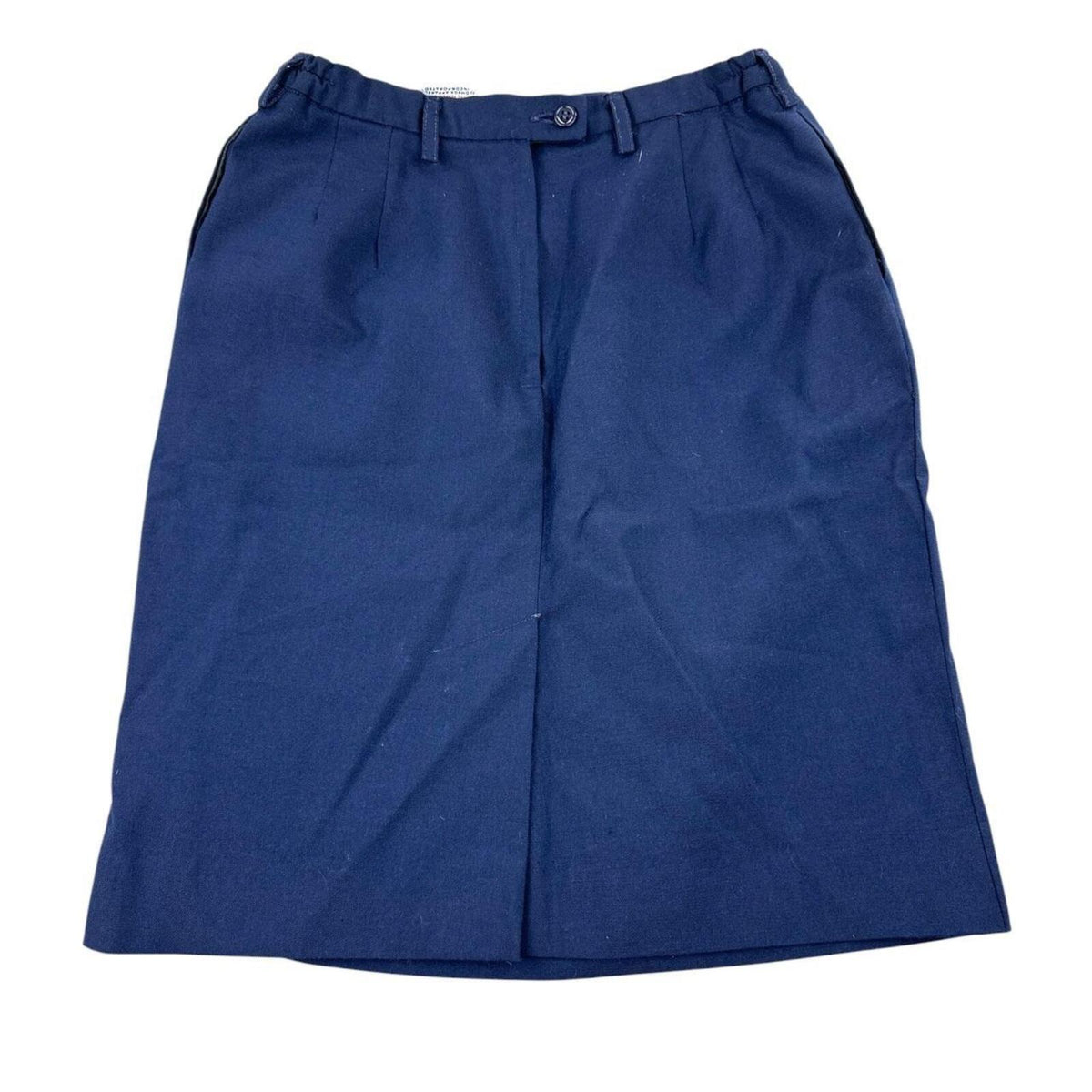 Vintage DSCP Navy A Line Skirt with Blue Floral Embroidery White Contrast Panel