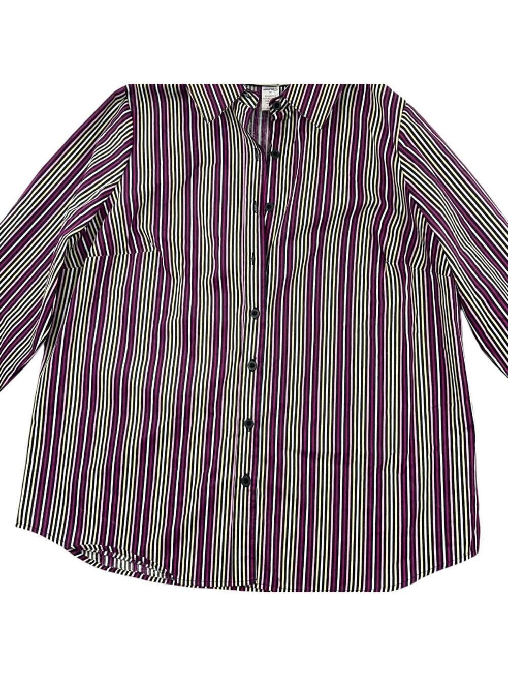 Roaman's Vintage Striped Button Up Shirt Purple White Retro