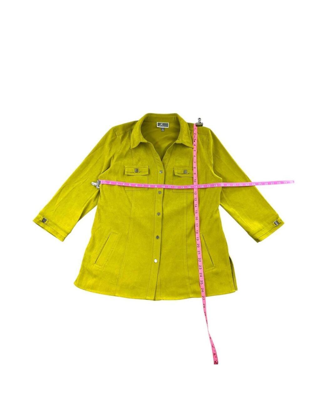 JM Collection Chartreuse Green Faux Suede Shacket Bohemian Retro
