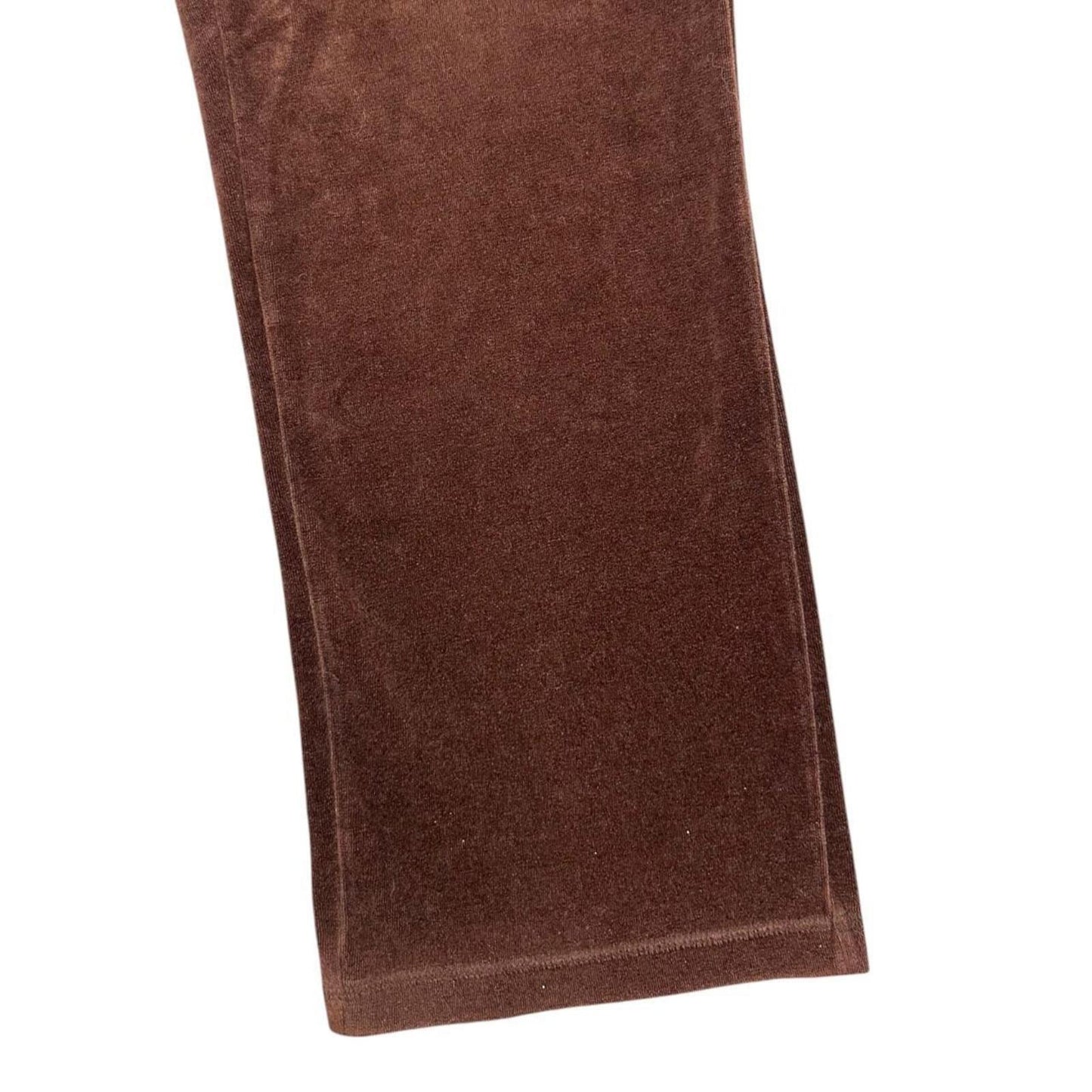 BCBGMAXAZRIA Chocolate Brown Velour Wide Leg Track Pants Y2K Loungewear Retro