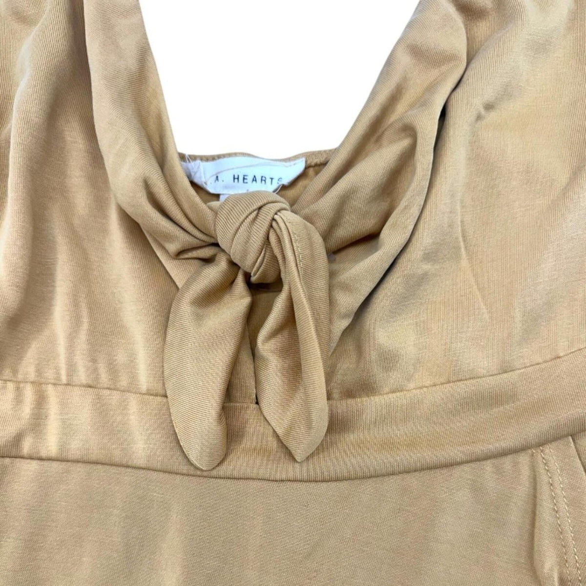 LA Hearts by PacSun Tie Front Romper in Mustard Yellow Bohemian Indie Fairy
