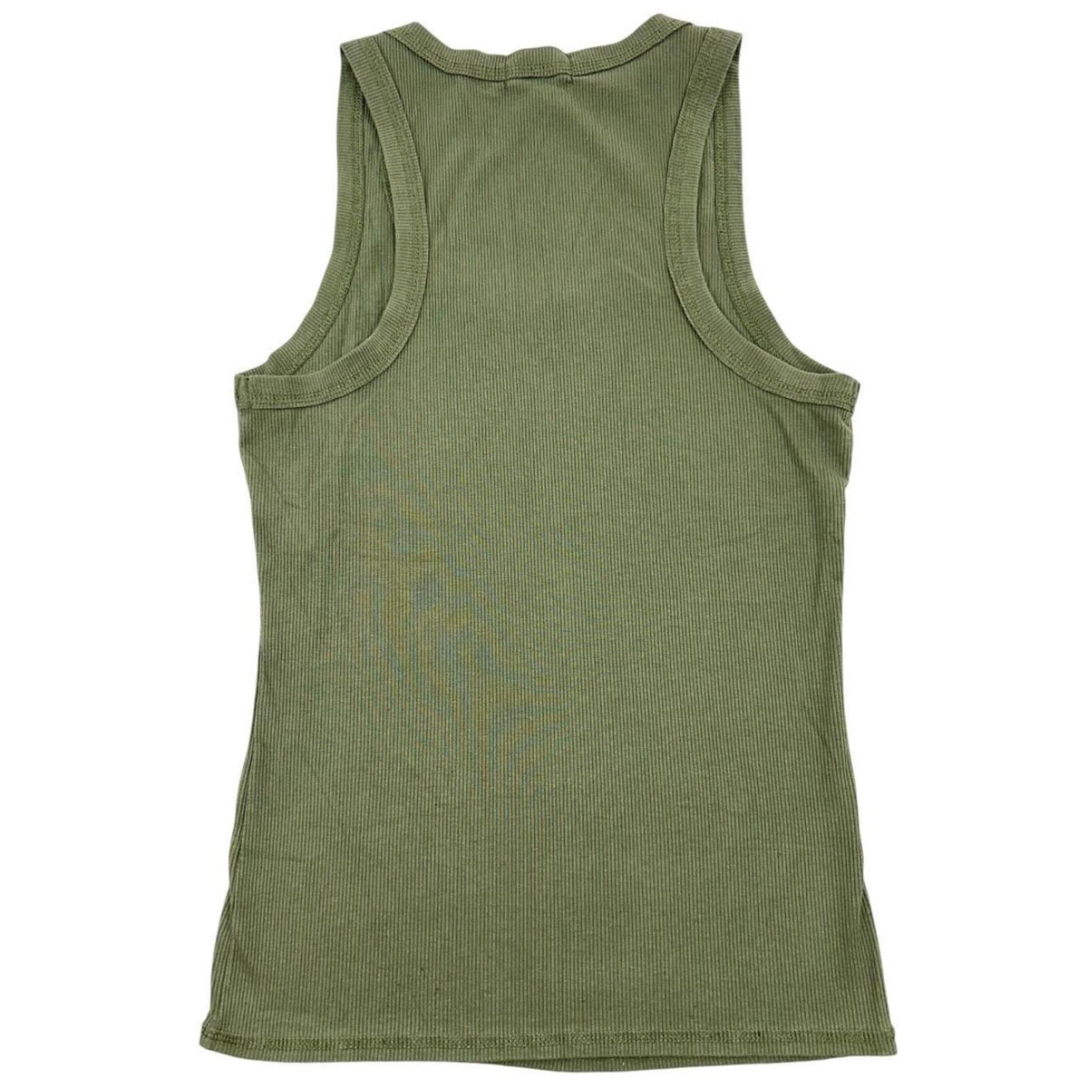 FULL TILT Classic Olive Green Ribbed Scoop Neck Tank Top Minimalist Basic