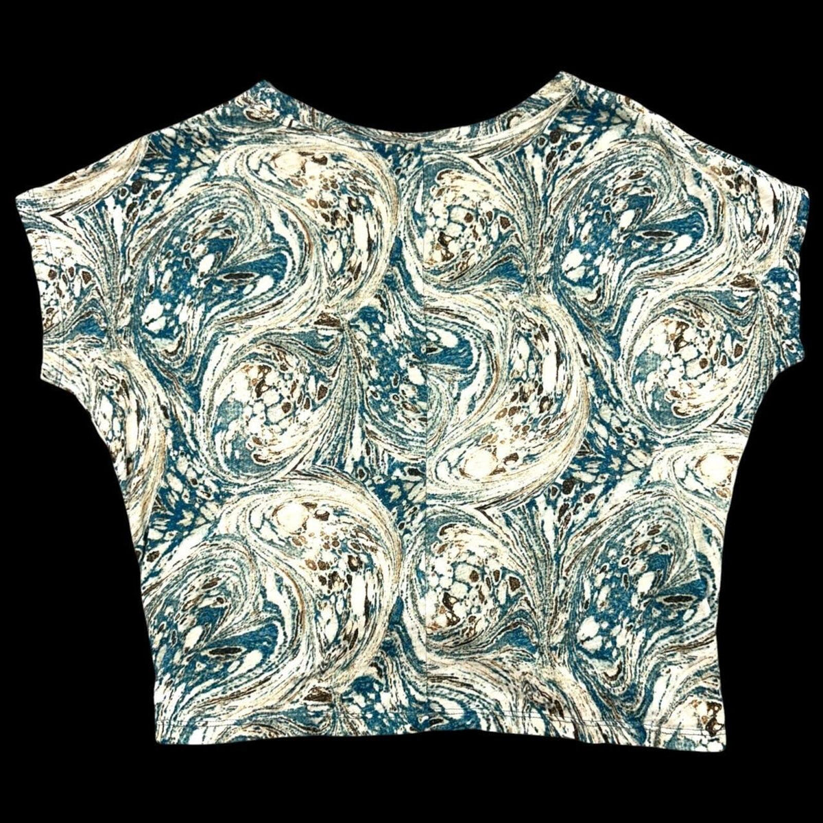 Y2K Psychedelic Liverpool Los Angeles Teal Marbled Swirl Twist Front Tee