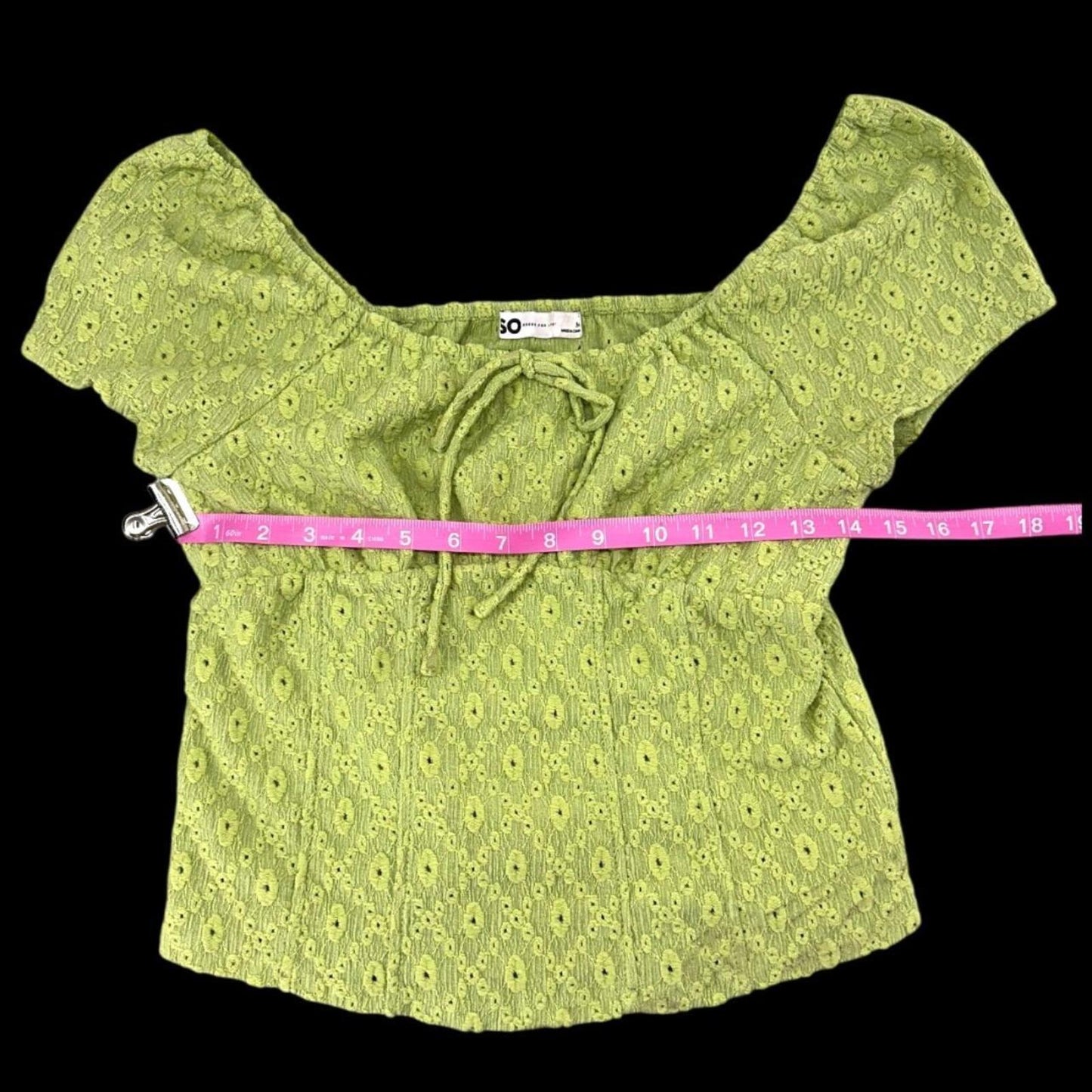 So Cinched Front Puff Sleeve Crop Top