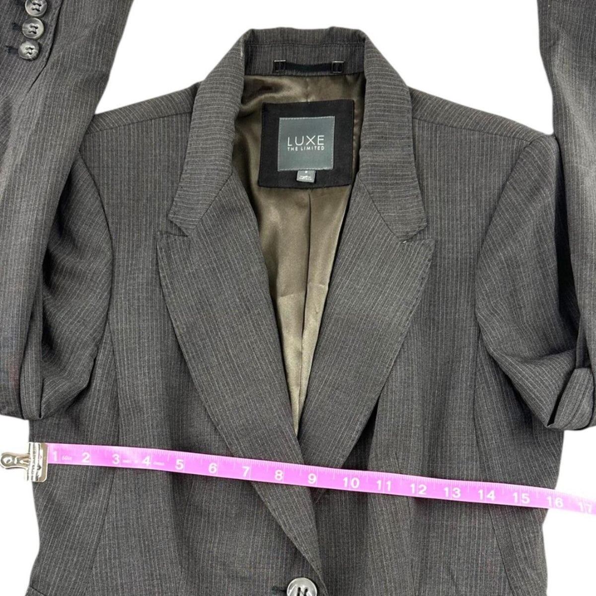 The Limited Gray Pinstripe Blazer Jacket Preppy Minimalist