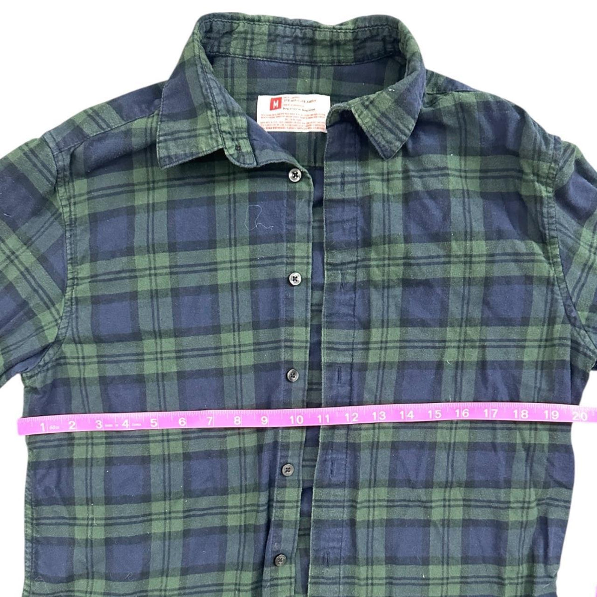 Original Use Blue Green Plaid Flannel Shirt Casual Minimalist Preppy
