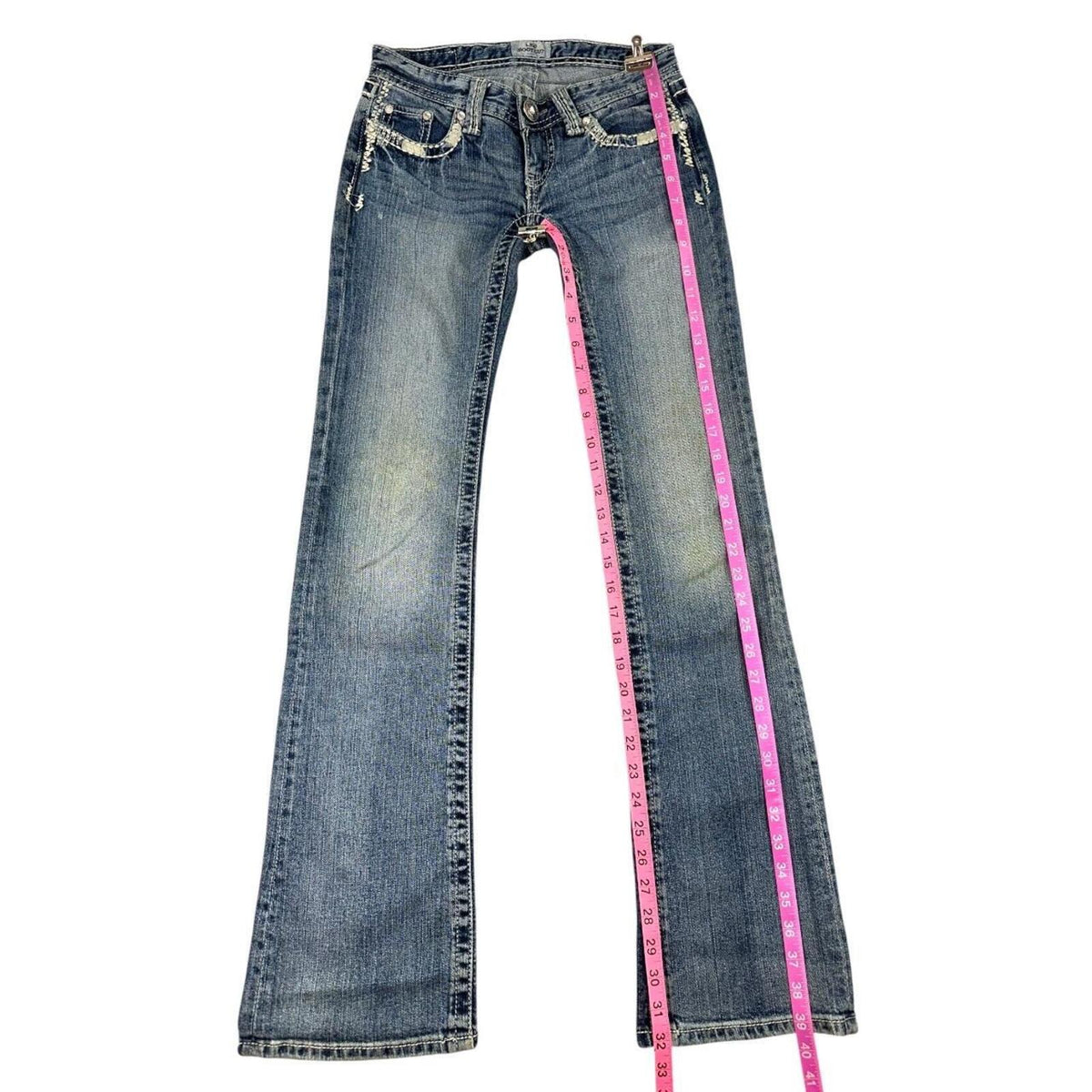 Daytrip Y2K Bootcut Jeans with Embroidered Rhinestone Back Pockets